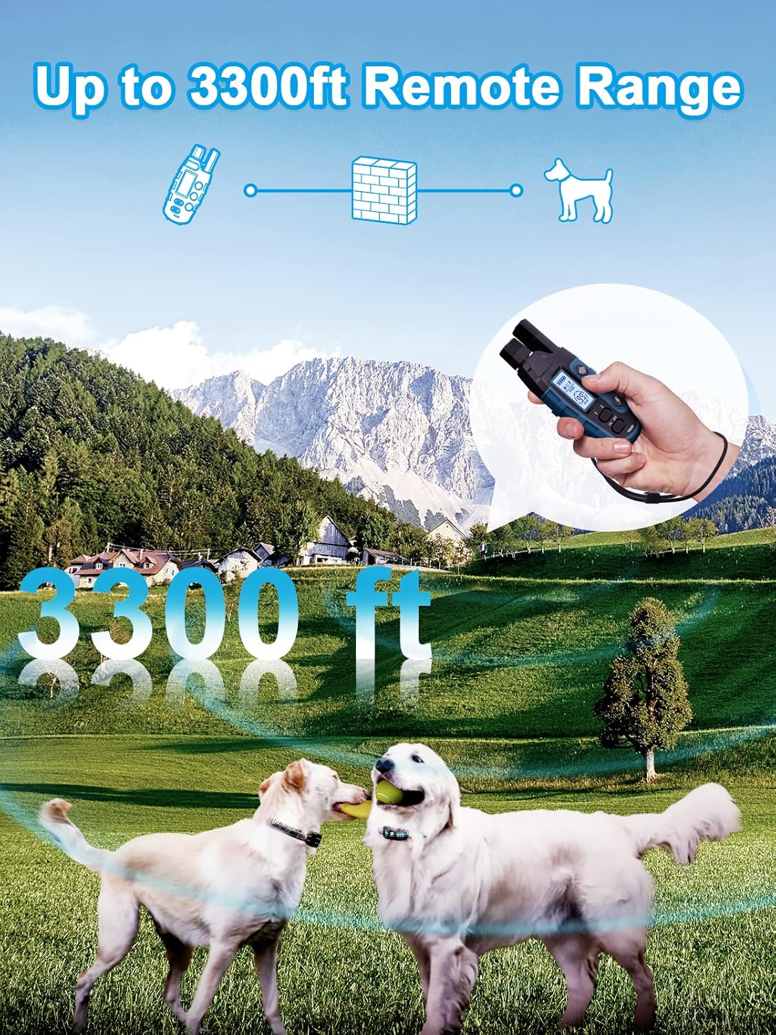 Detalle 2 de Bousnic Dog Shock Collar (2 Dogs) for 5-120 lbs | 3300 ft Waterproof Training Collar with Rechargeable Remote