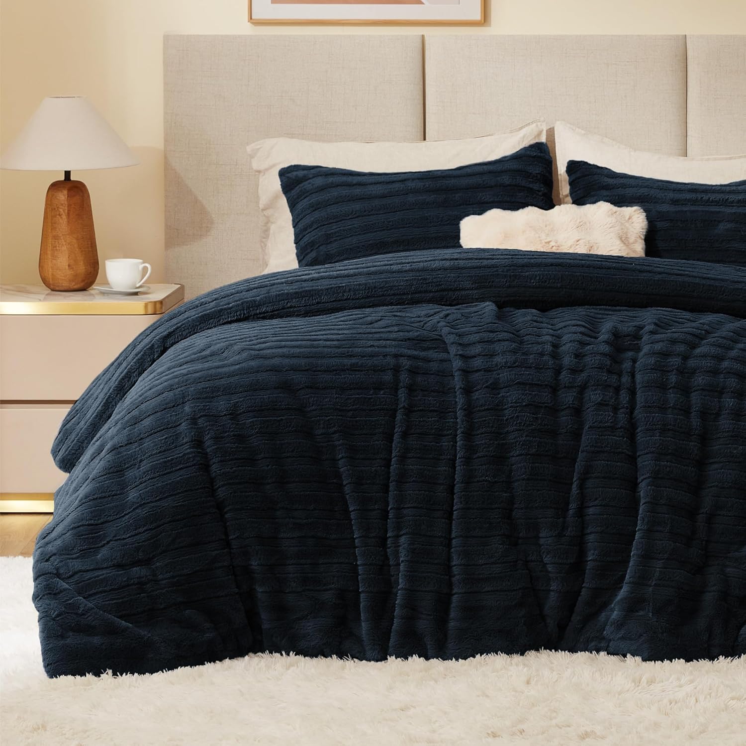 Thumbnail 6 de BEDELITE Fleece Twin Comforter Set — Super Soft, Warm Fluffy Pink & White Bedding