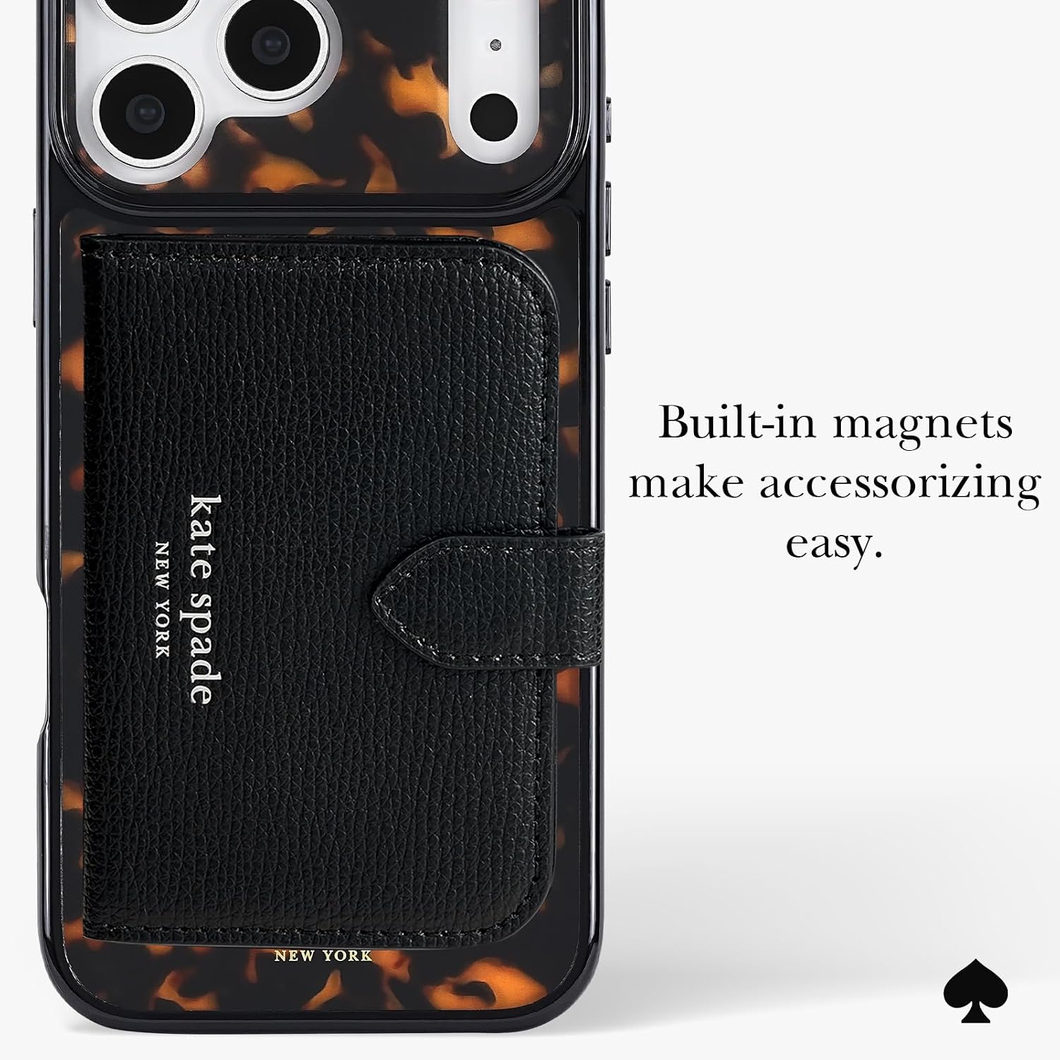 Detalle de ケイト・スペード ニューヨーク iPhone 18 Proケース、べっ甲調・ゴールドアクセント、MagSafe対応