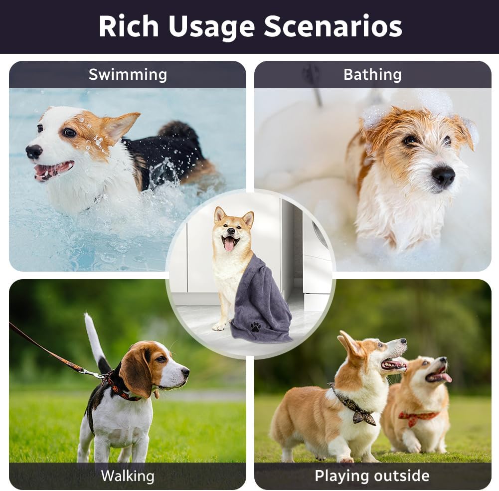 Detalle de Adiwo – Set di 2 Asciugamani per Cani in Microfibra 75x35 cm: morbide, assorbenti e ad asciugatura rapida