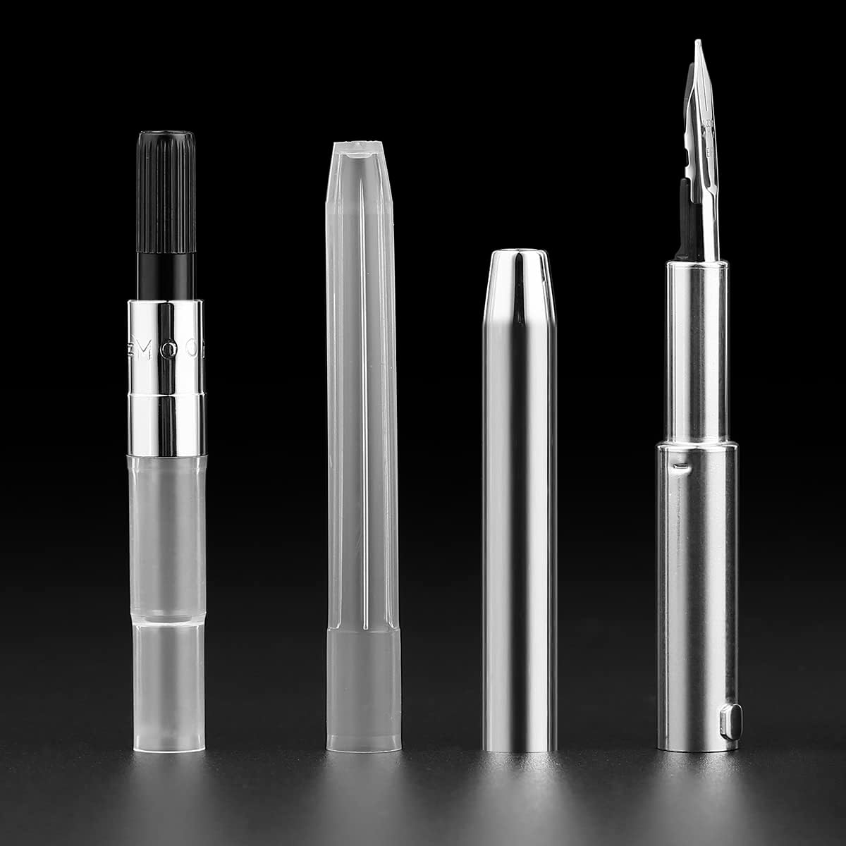 Detalle 2 de Erofa Majohn A2 Press Fountain Pen Extra Fine (0.4mm) with Converter, Yellow Resin Barrel – Black Clip Version