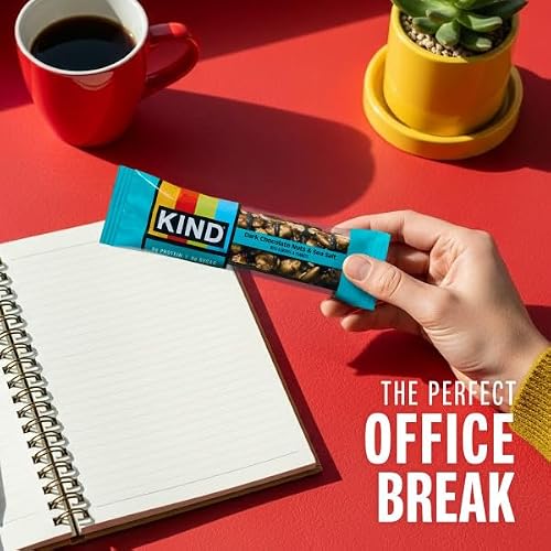 Detalle de KIND Healthy Snacks Bars, Dark Chocolate Nuts & Sea Salt – Gluten Free, Low Sugar, High Fiber, 6g Protein (12 Count)