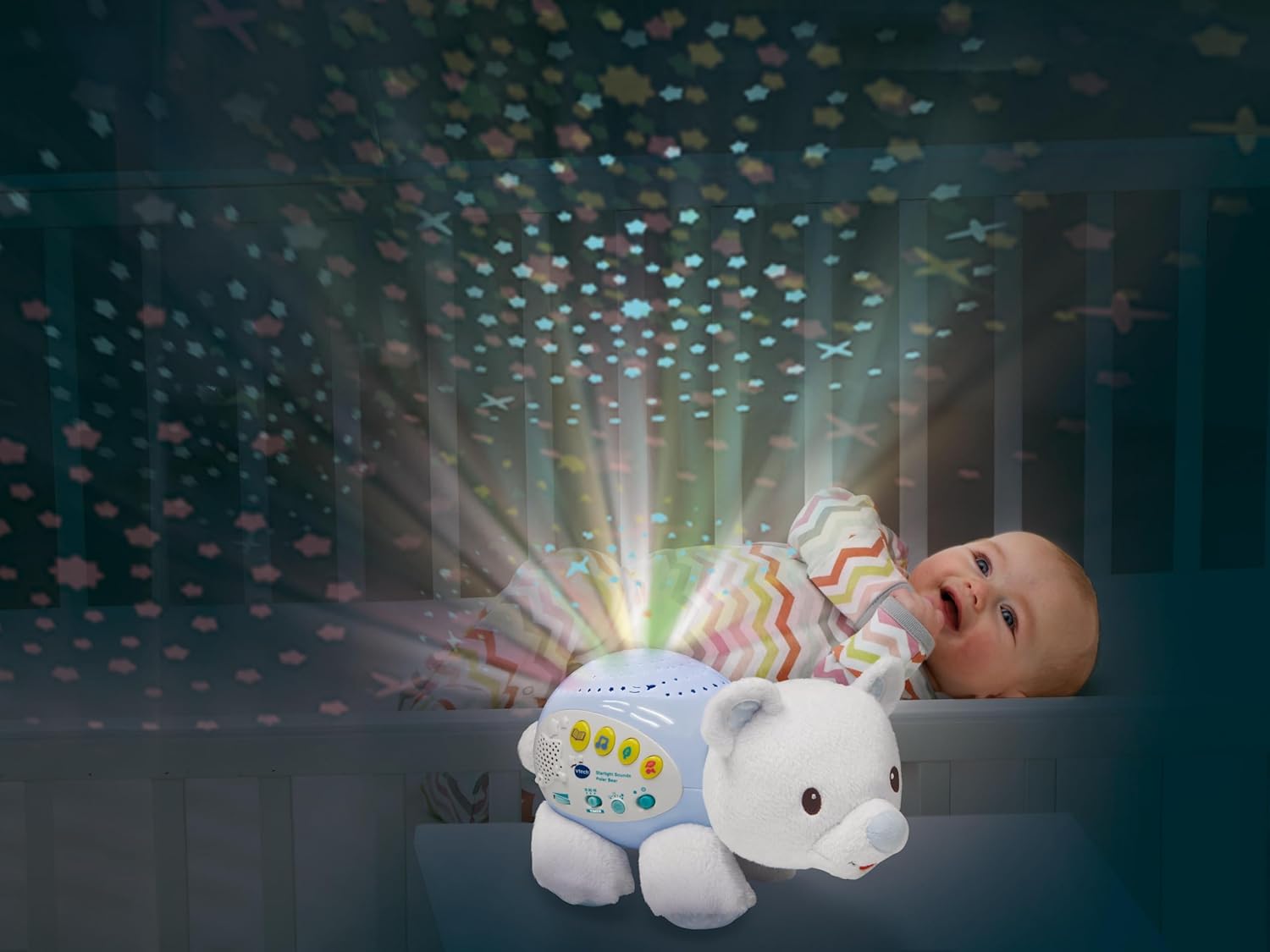 Thumbnail 2 de VTech 506903 Little Friendlies Starlight Sounds Bear: Soft Nightlight Toy for Baby Sleep and Sensory Play