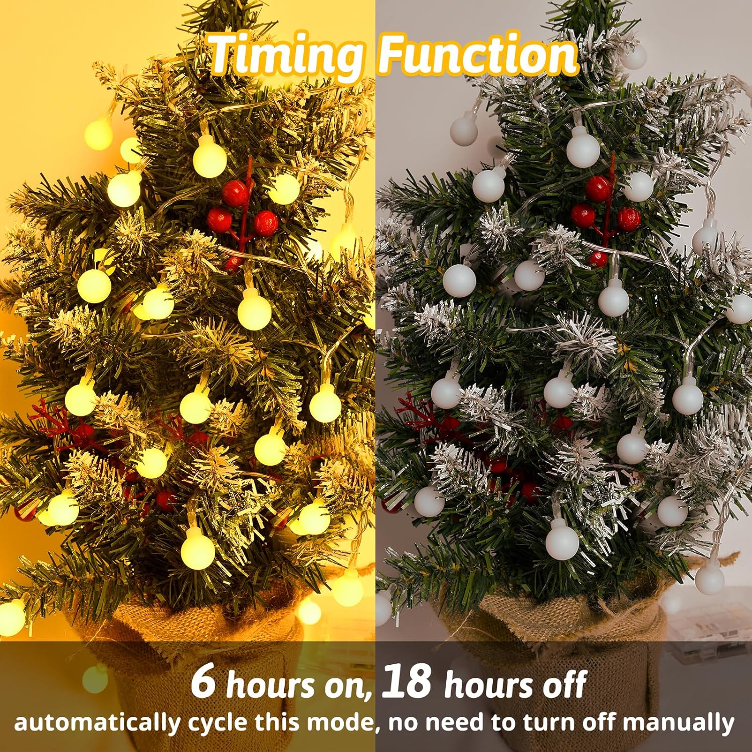 Thumbnail 3 de FFZZKJ Lichterkette Batterie Außen/Innen 6 m, 40 LEDs, Timer, IP65 – Warmweiß