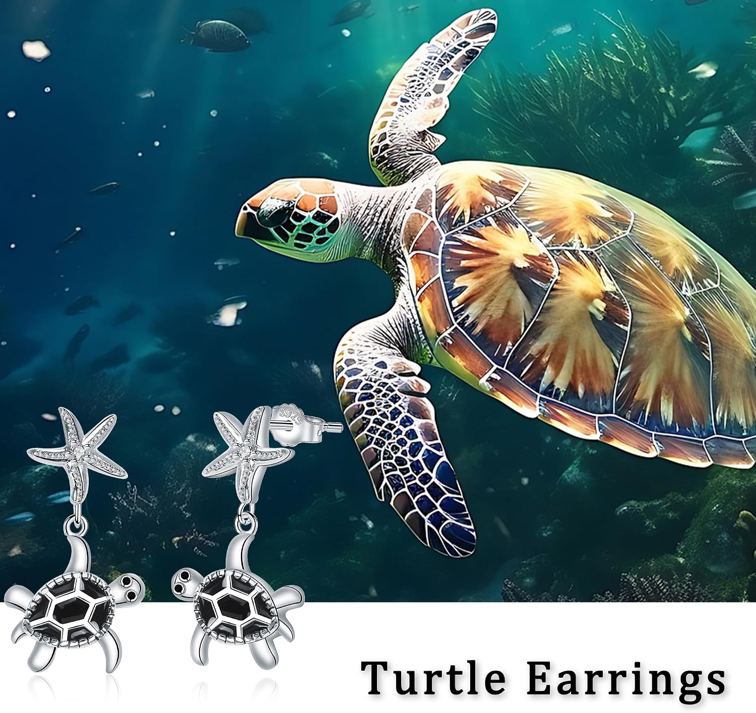 Detalle de Micory Damen hängende Ohrringe aus 925 Sterling Silber mit Schildkröten-Design