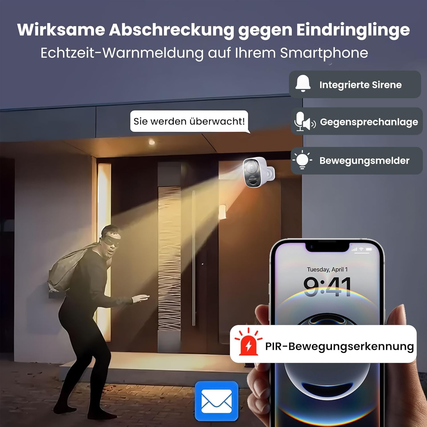 Thumbnail 3 de 2K/3MP Überwachungskamera Außen Akku Solar – Kabellos, Farb-Nachtsicht, 2-Wege Audio, IP66, kostenloser Cloud-Speicher