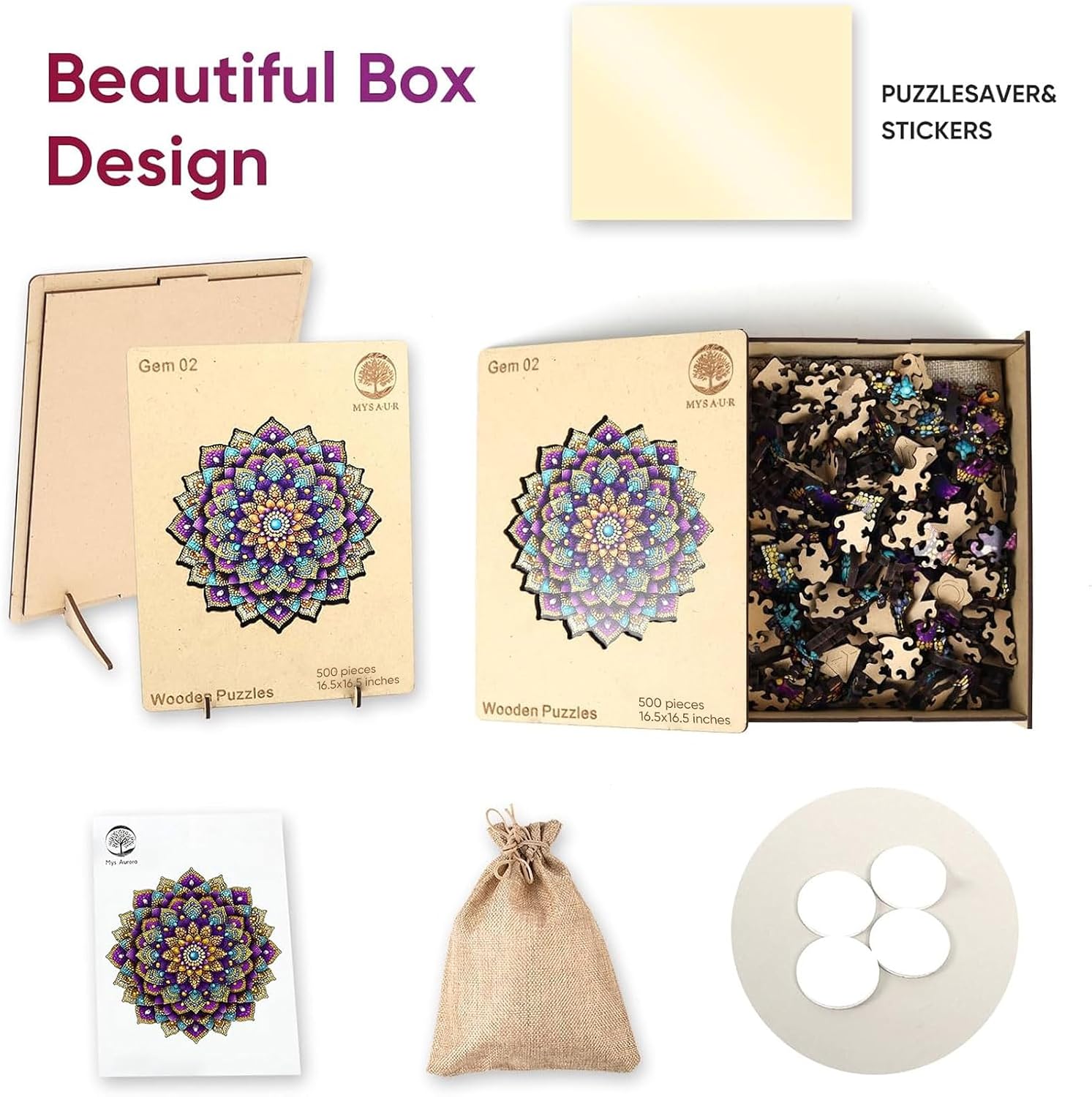 Detalle de MYS A·U·R Wooden Puzzle, 500 Pieces