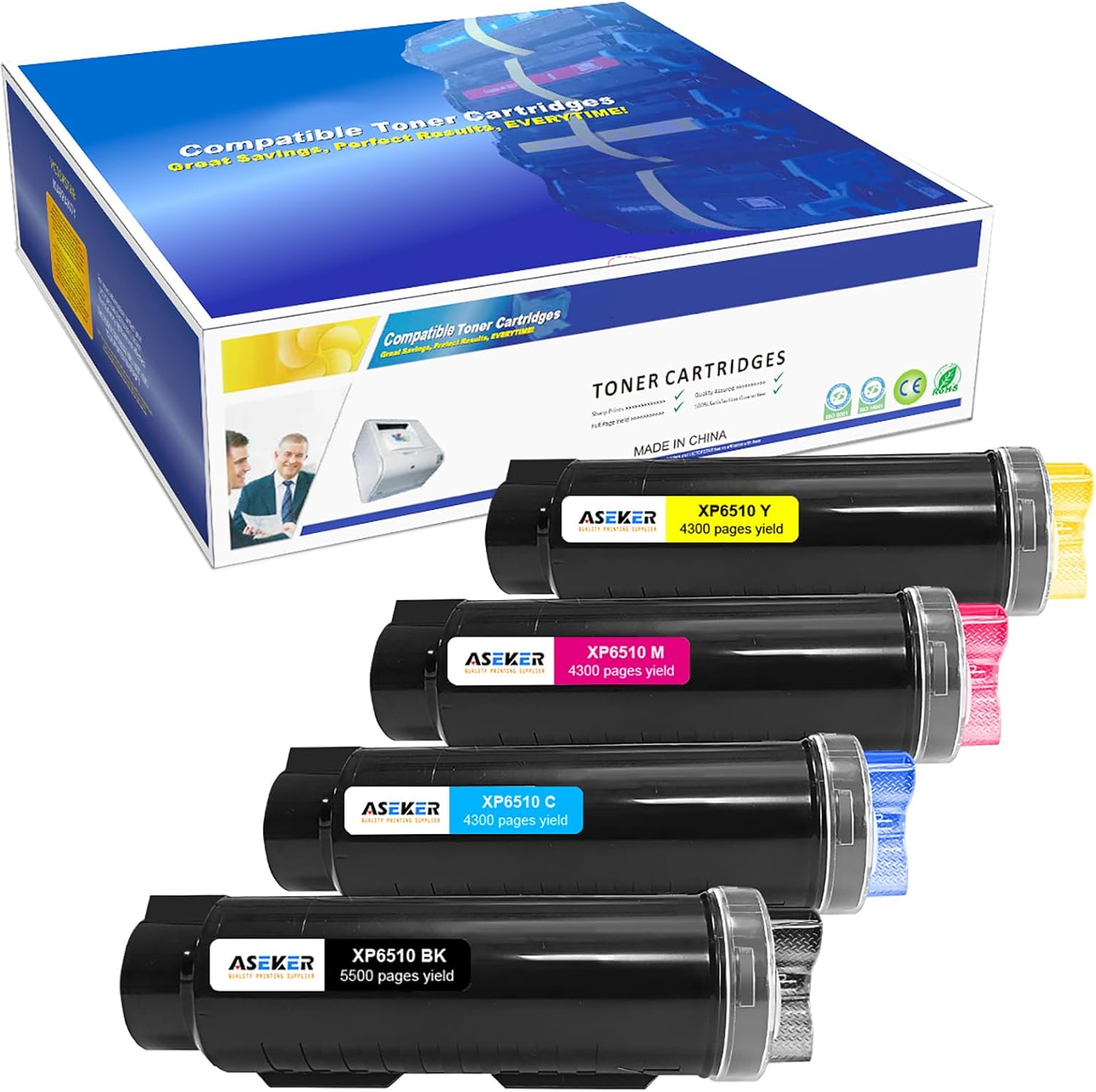 Detalle de 4 Colors 6510/6515 Toner Cartridge Replacement Pack for Xerox Phaser 6510/WorkCentre 6515 (BK/C/M/Y)