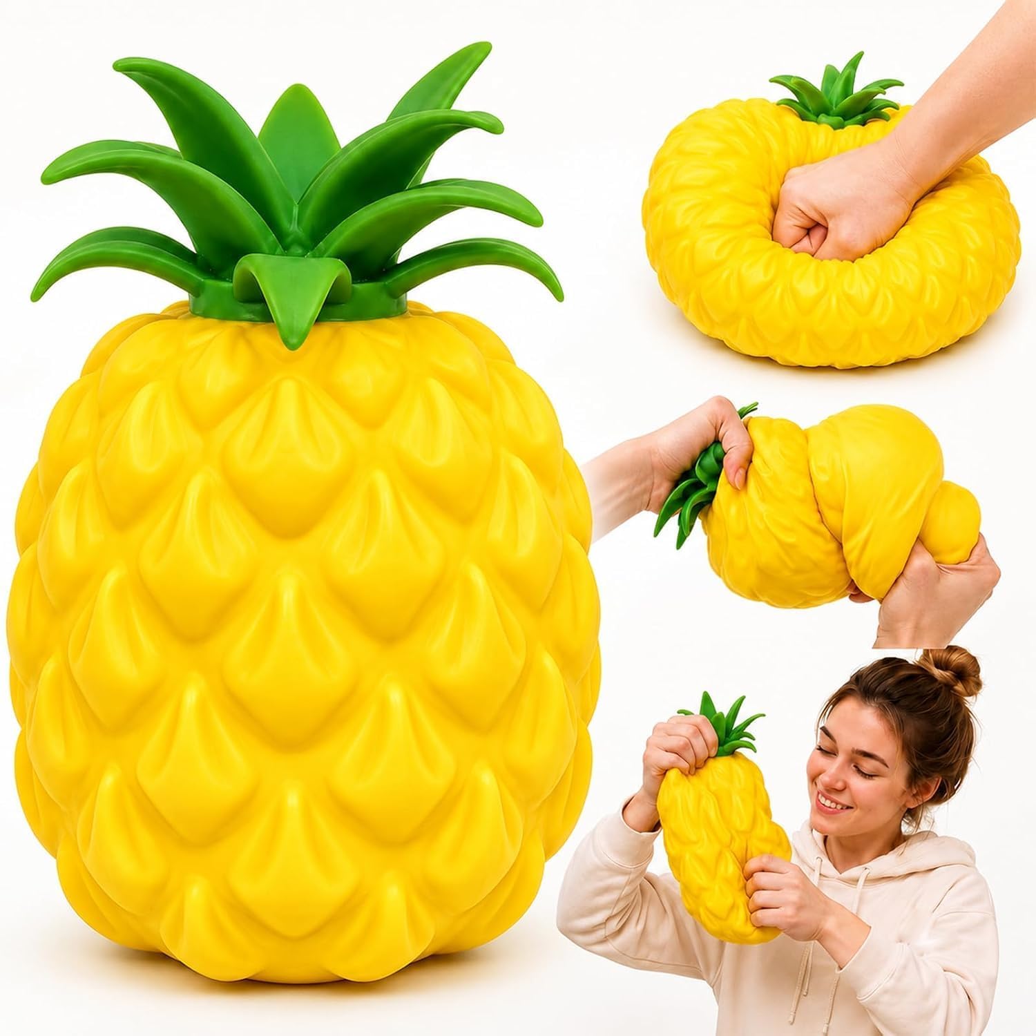 Detalle de BREIS mianfen-shucai Jumbo Pineapple Squishy Toy, Yellow Sensory Fidget