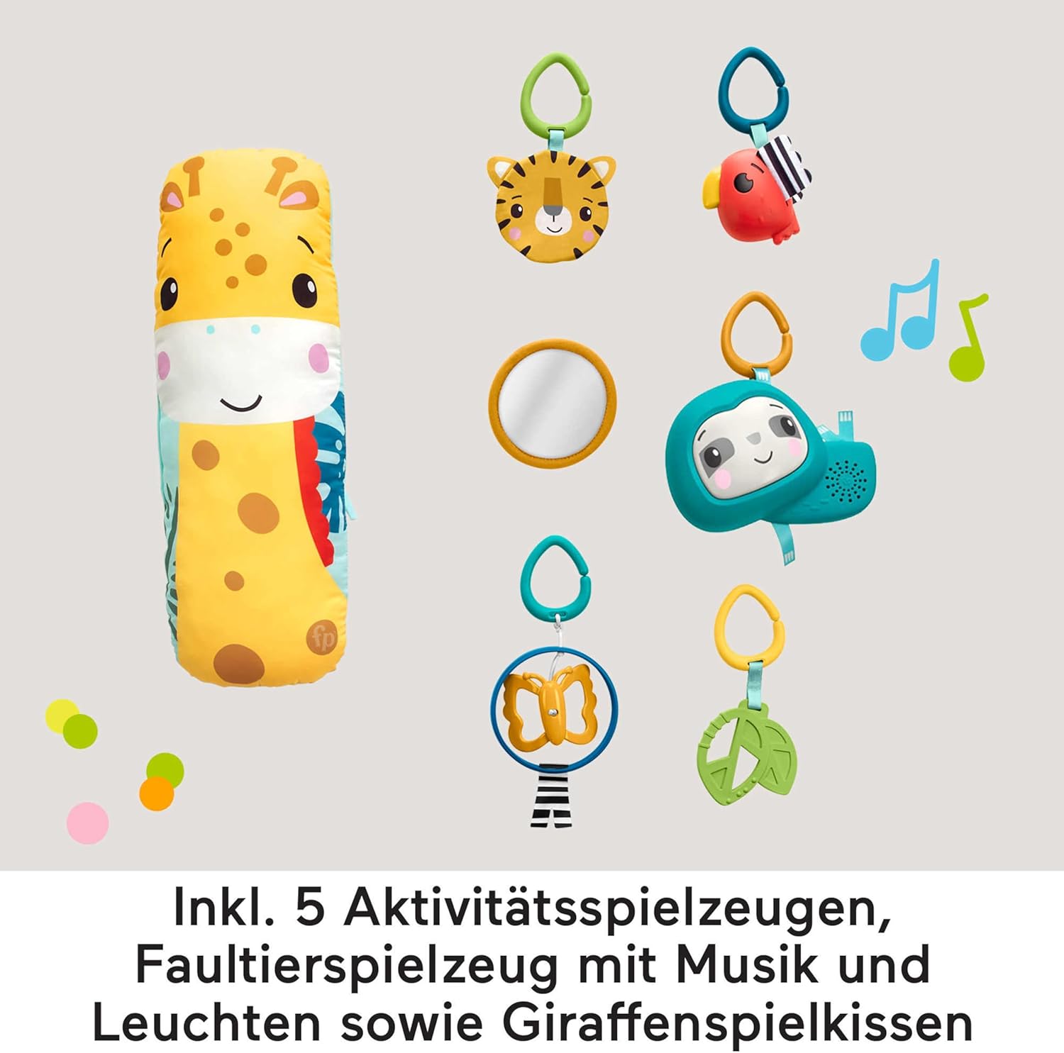 Detalle de Fisher-Price 3-in-1 Rainforest Spieldecke (HJW08) – Baby-Gym, Spielmatte & sensorisches Spiel