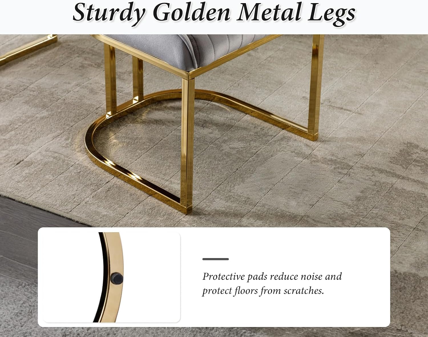 Thumbnail 5 de chairus eetkamerstoelen van fluweel, set van 4 met goudkleurige metalen poten
