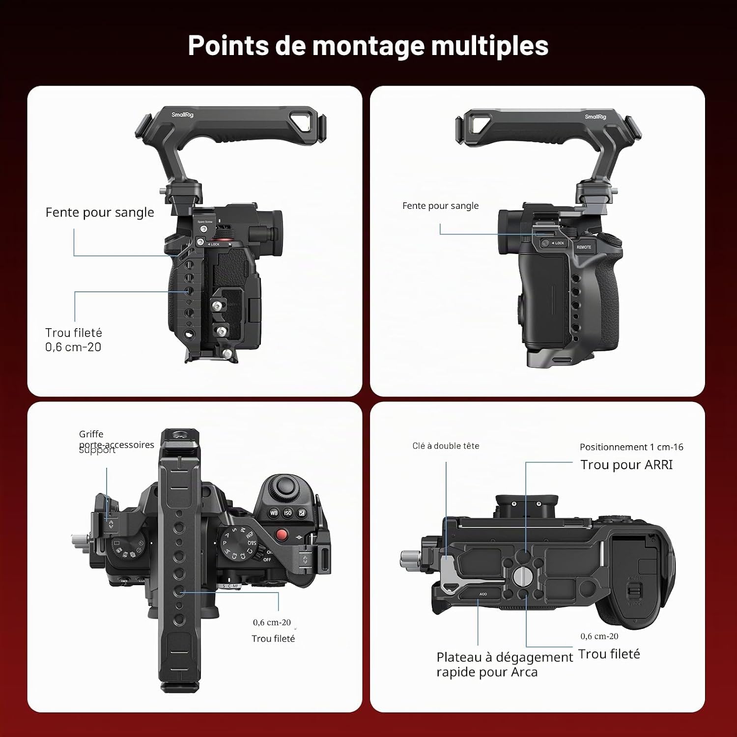 Detalle de Kit Cage SMALLRIG 5752 pour Panasonic G9 II / S5 II / S5 IIX avec Poignée NATO et Serre-Câble HDMI/USB-C