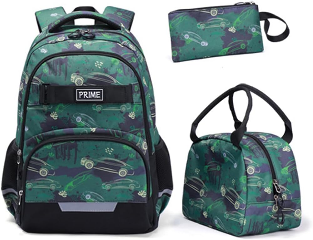 Detalle 1 de Coolwife Camouflage Grey 3-Piece School Backpack Set (Backpack, Lunch Bag, Pencil Case)