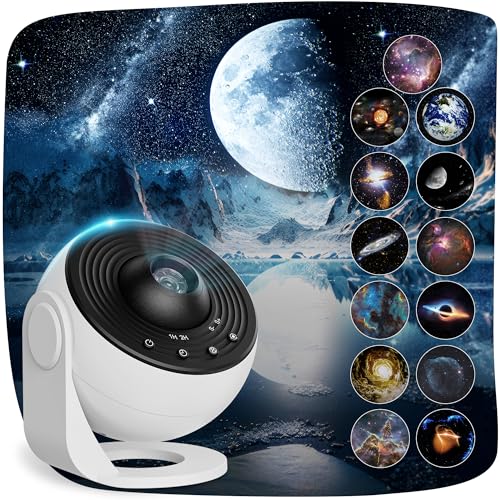 Detalle de Macchiatto Pro Projecteur Ciel Étoilé Galaxy 13 Disques – Rotation 360° et Minuterie, Veilleuse pour Chambre