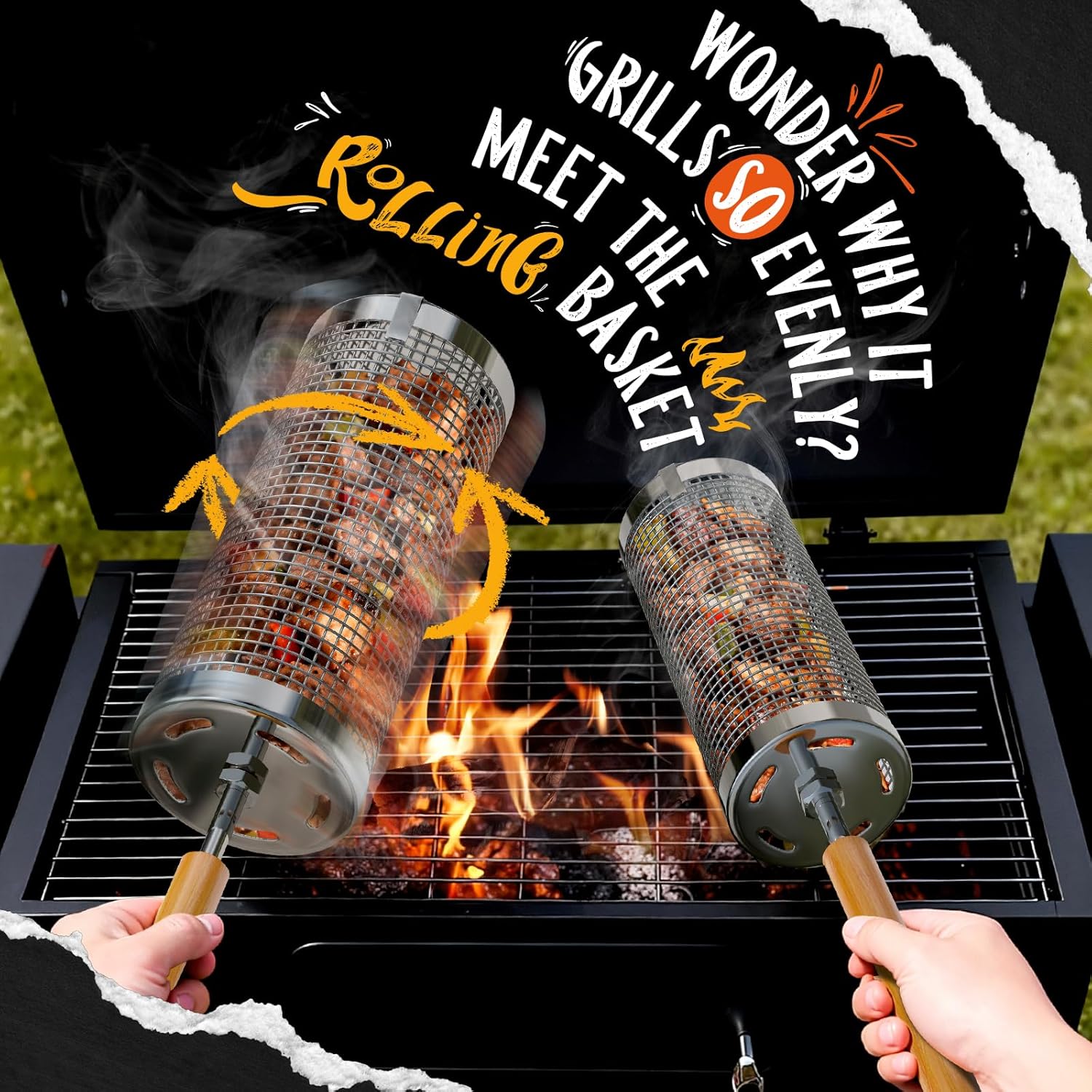 Thumbnail 1 de Rolling Grill Basket 2-Pack for Grilling