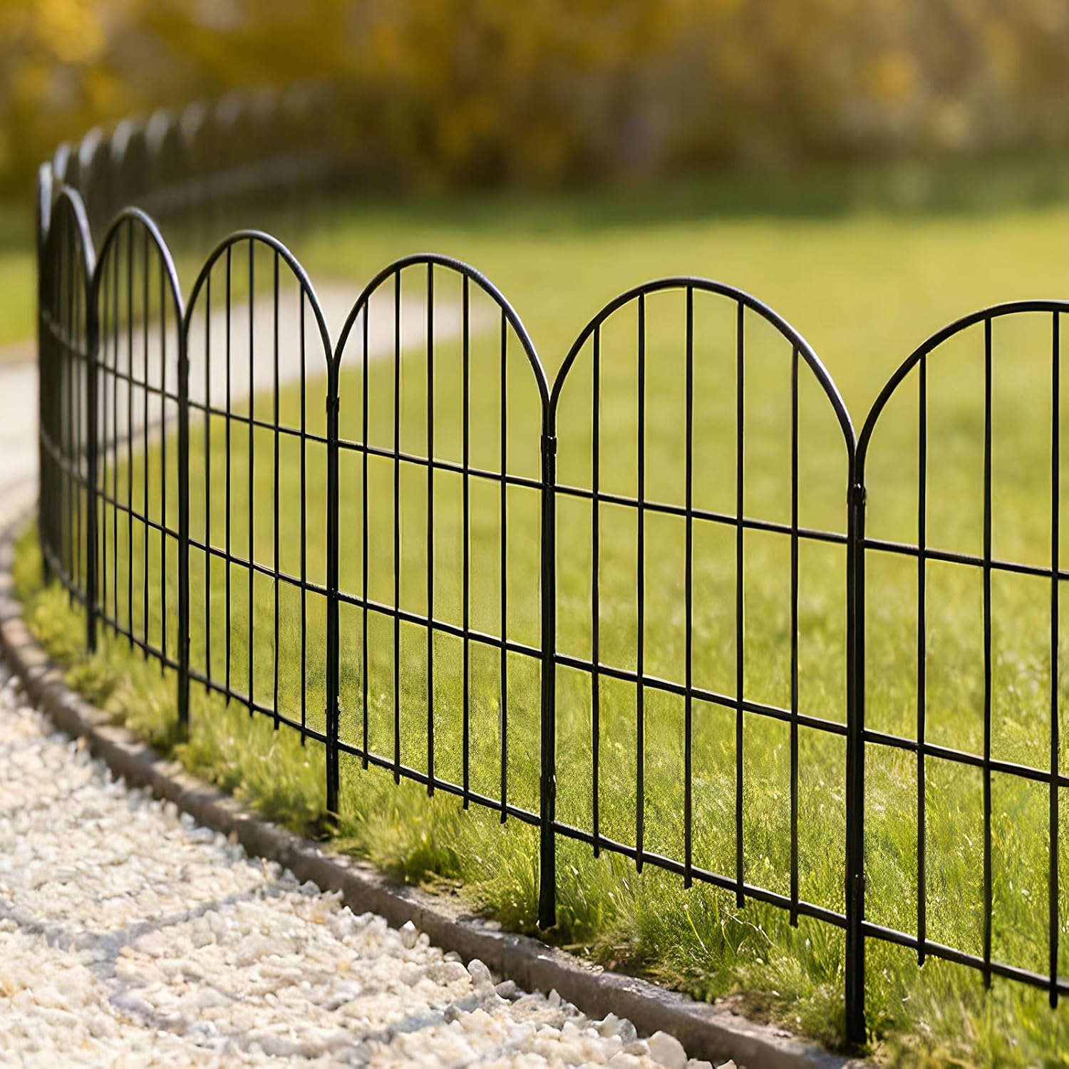 Detalle de Thealyn Decorative Garden Fence 61cm H x 33cm W – 8.2m Total (25 Panels) No-Dig Metal Border