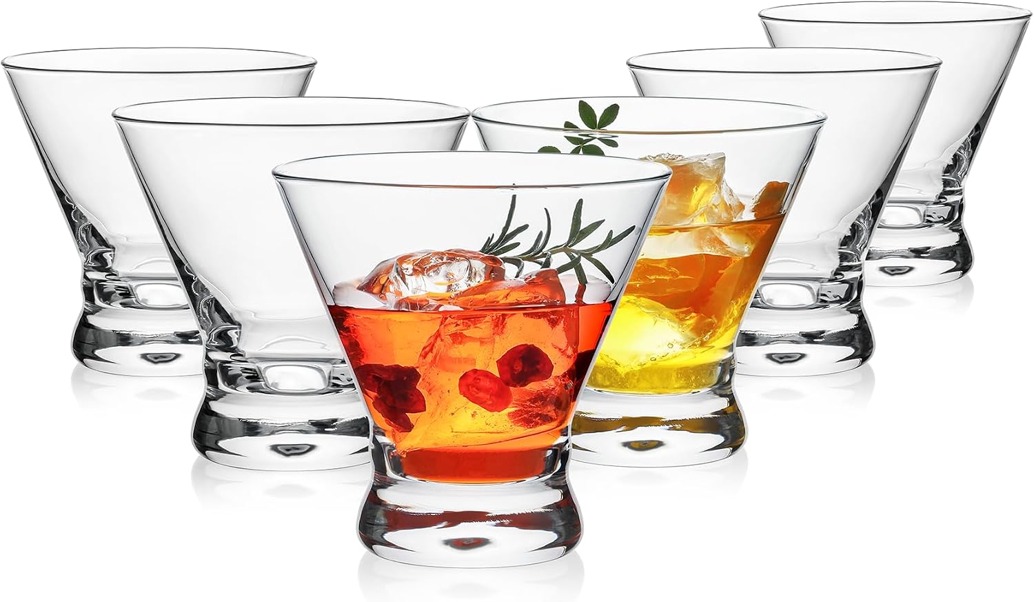 Detalle de OUWO 8 oz Stemless Martini Glasses, Set of 6, Lead-Free Crystal