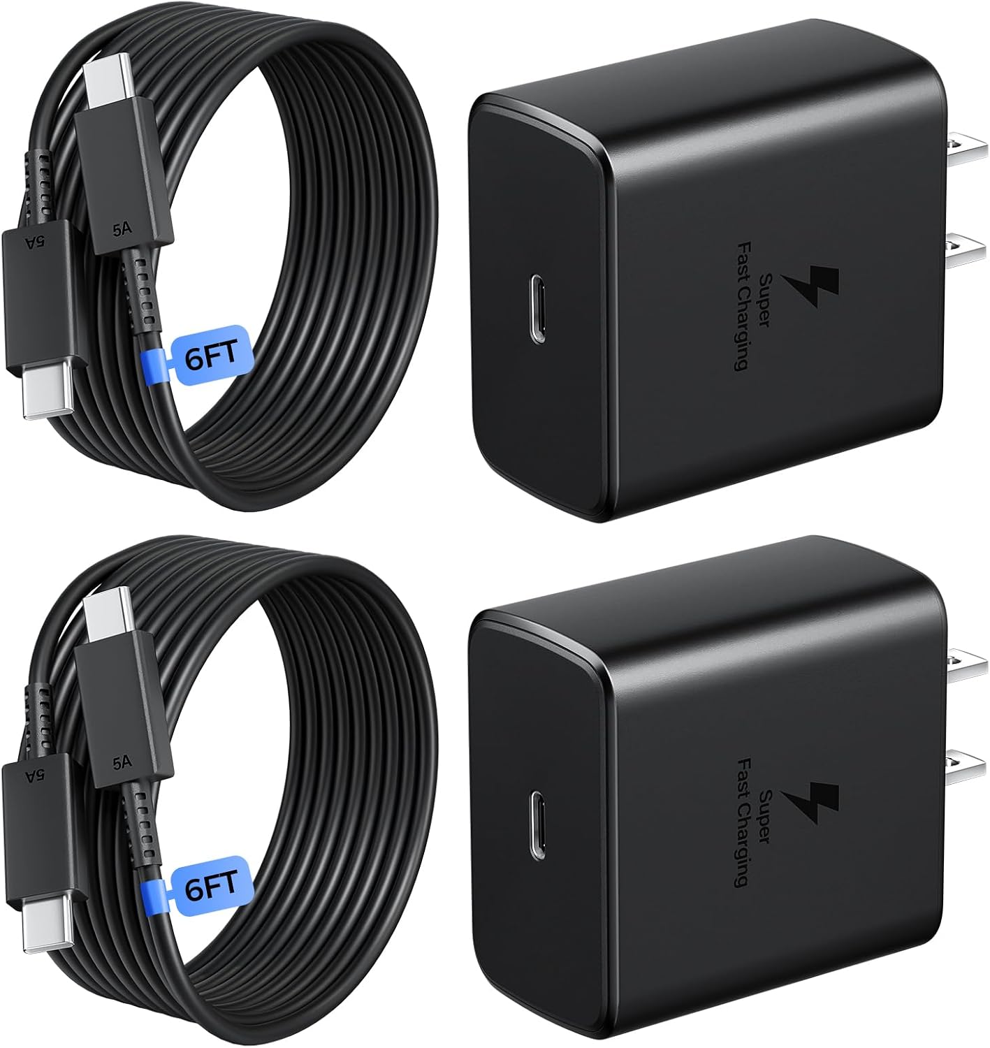 Detalle de ANWPF YX-PD45W 45W USB-C Wall Charger 2-Pack with 6-Ft Cables