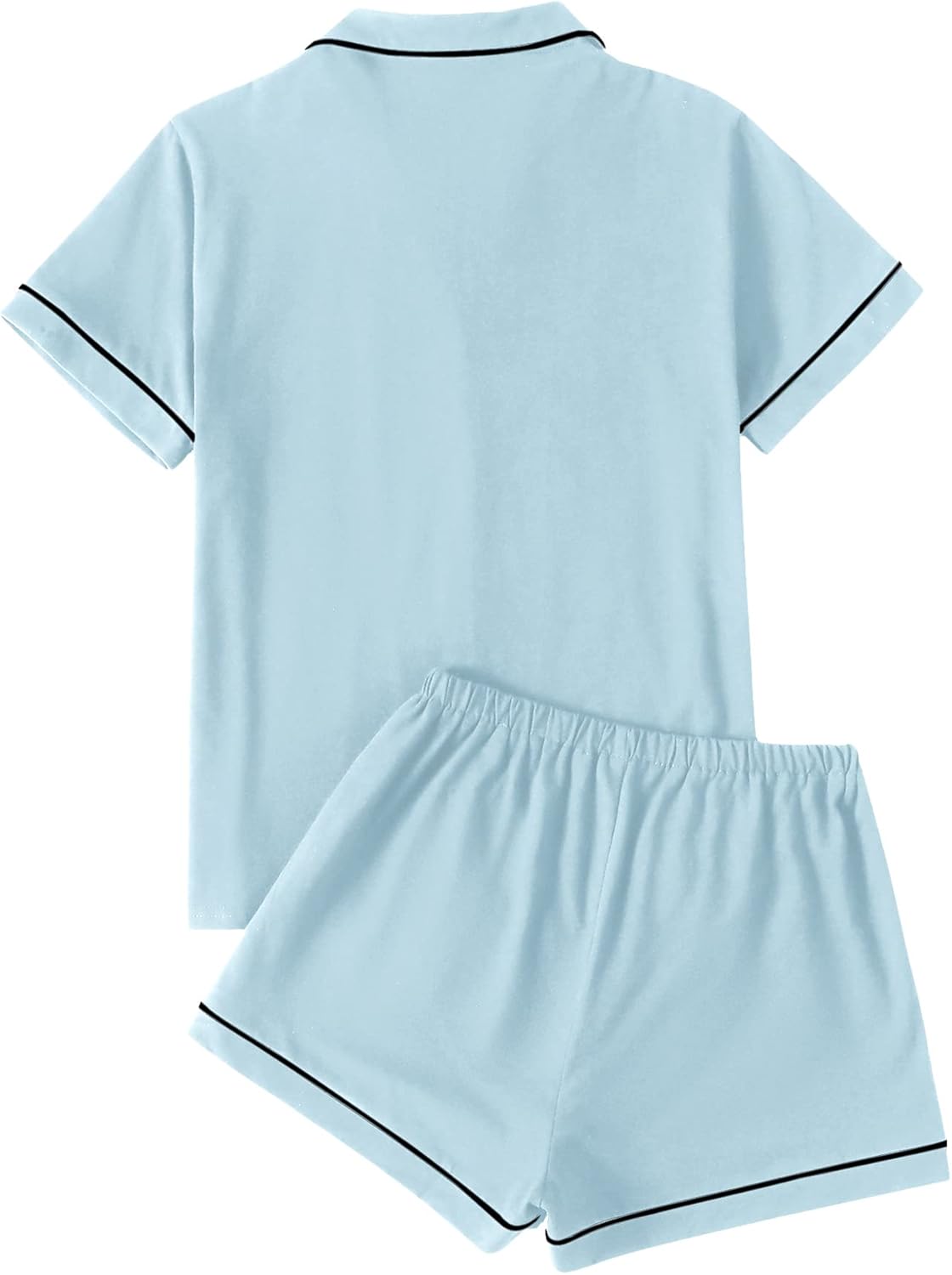 Thumbnail 1 de LYANER Women's Pajamas Set Heart Print Button Short Sleeve Shirt With Shorts Sleepwear
