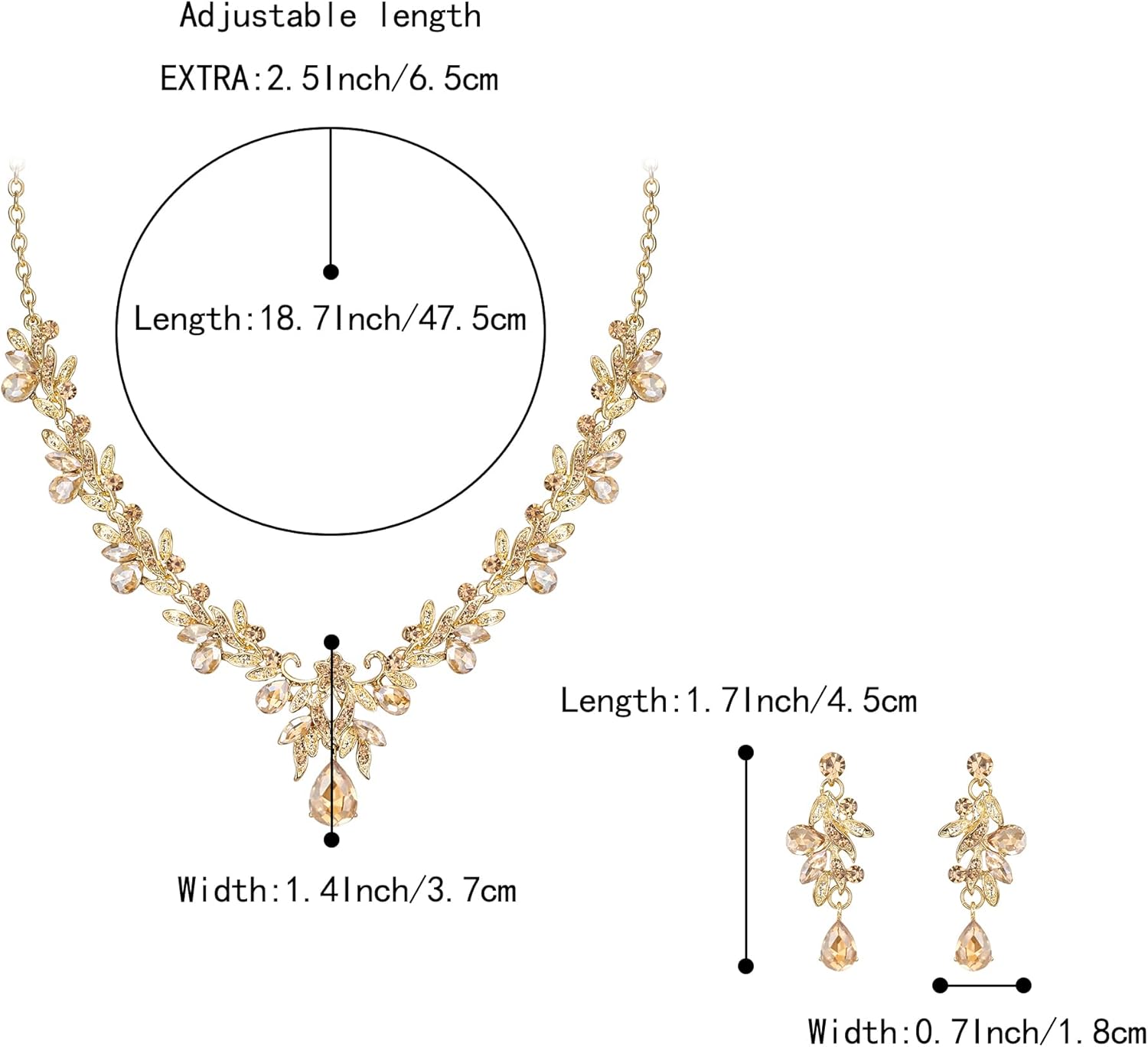 Thumbnail 4 de Parure bijoux femme Clearine pour mariage, bal de fin d’année : collier + boucles d’oreilles cristal feuille fleur ton argent