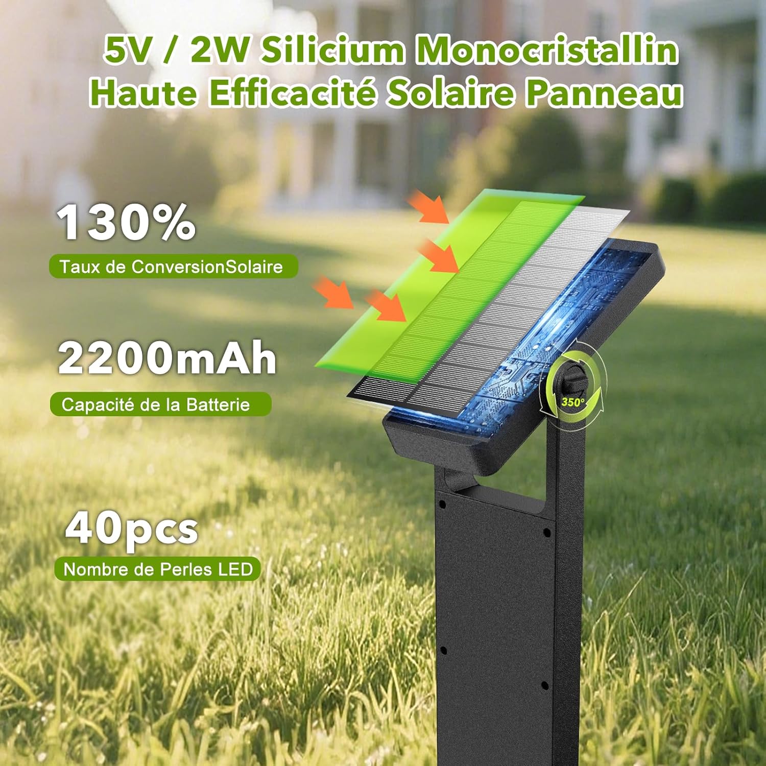 Thumbnail 1 de OUSFOT Luci Solari da Giardino 6 pezzi con 40 LED, 2 livelli di luminosità e sensore crepuscolare IP65