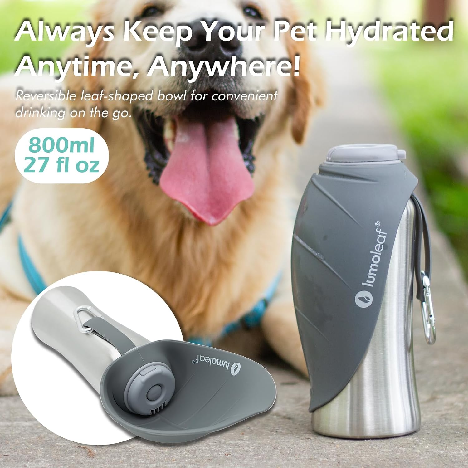 Detalle 2 de LumoLeaf Portable Dog Water Bottles 800ml
