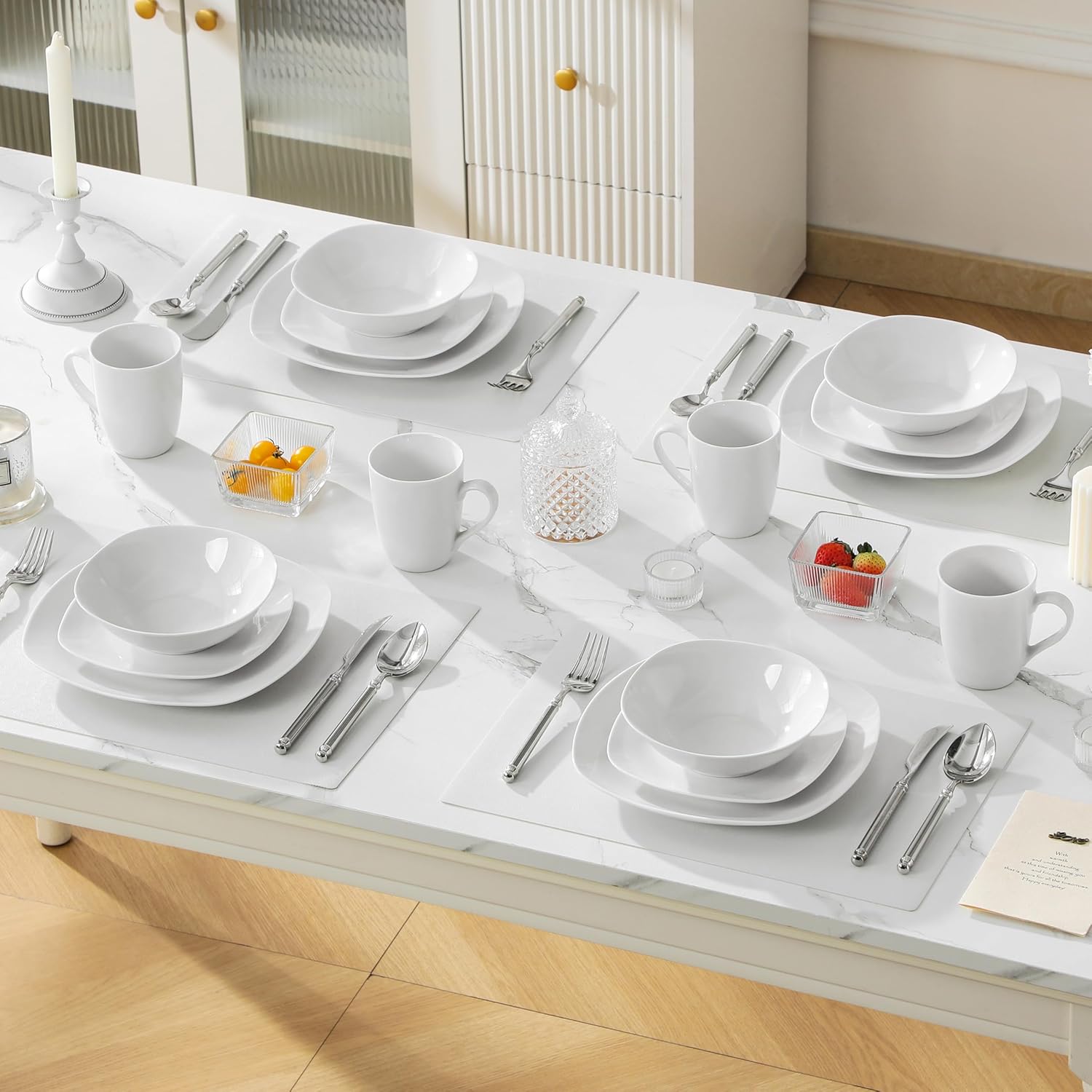 Detalle de MALACASA 16-Piece Porcelain Dinner Set for 4 – Elisa Series