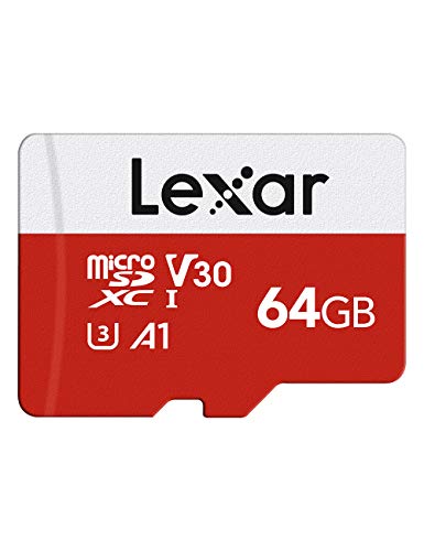 Detalle de Lexar Micro SD 64 GB: scheda microSDXC A1, U3, C10, V30 con adattatore SD
