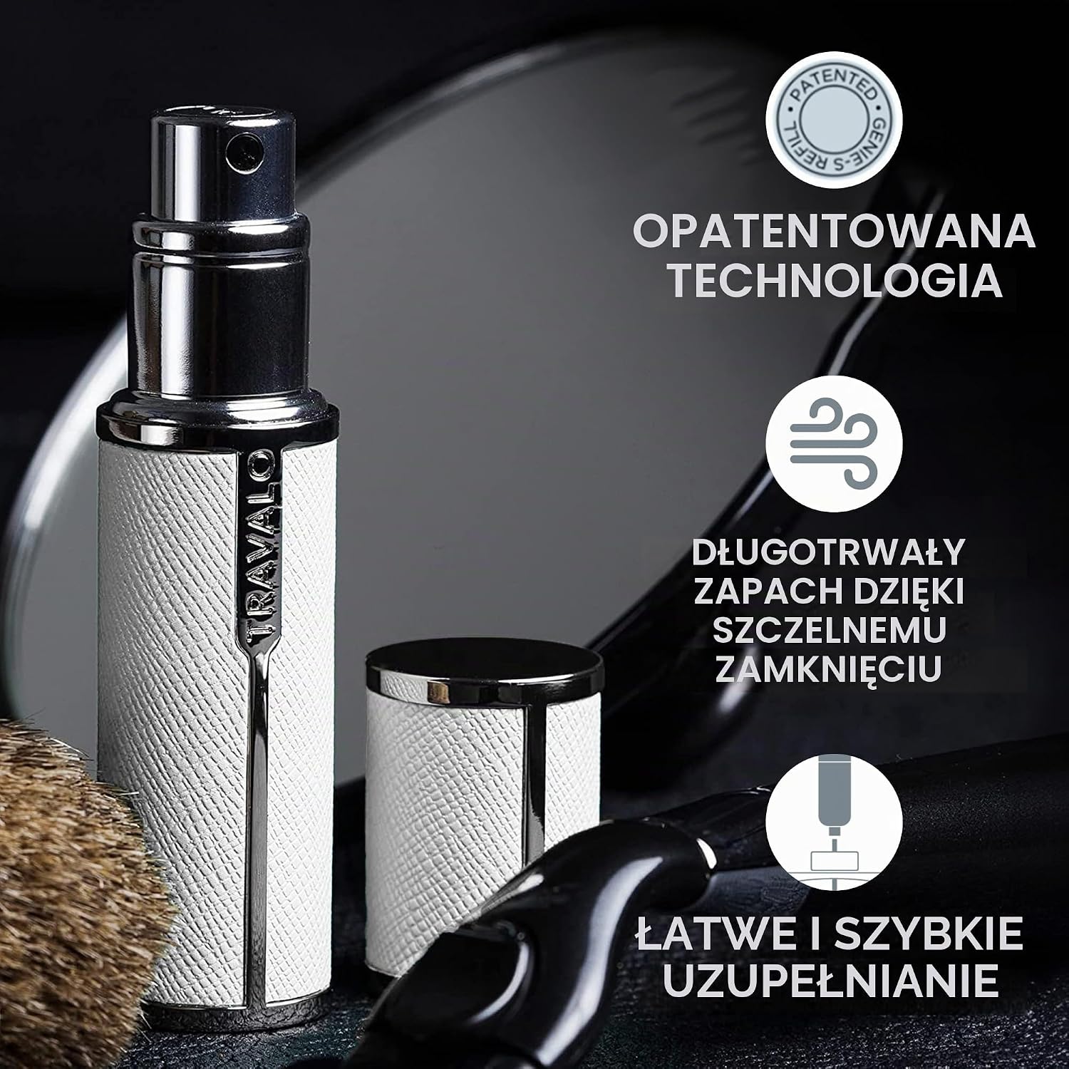 Detalle de Travalo Milano HD White – biały atomizer do perfum 5 ml z systemem uzupełniania