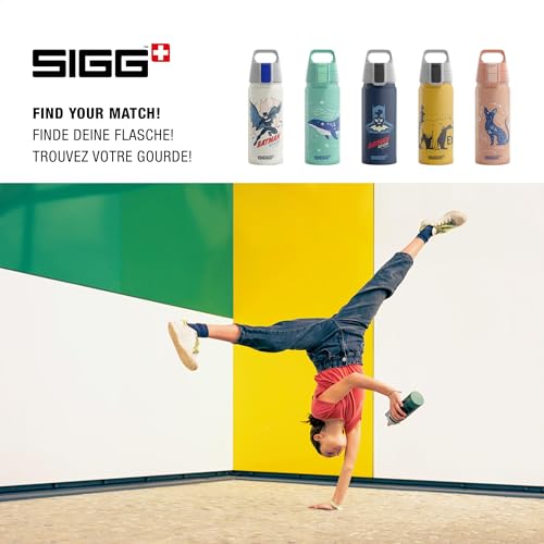Detalle de Sigg WMB ONE Brave Lion – Alu Trinkflasche Kinder 0,6 L, Moosgrün, auslaufsicher, BPA-frei, klimaneutral