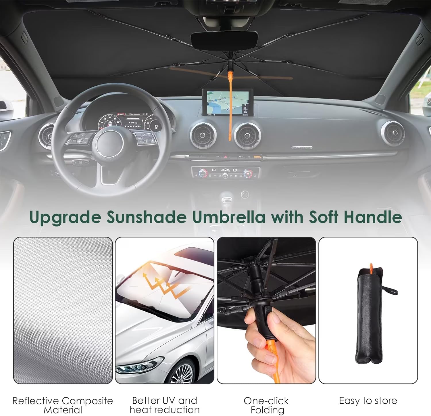 Thumbnail 1 de Oziral Sonnenschutz Auto Frontscheiben – faltbarer UV- und Hitzeschutz für Windschutzscheibe, 31 x 57 Zoll