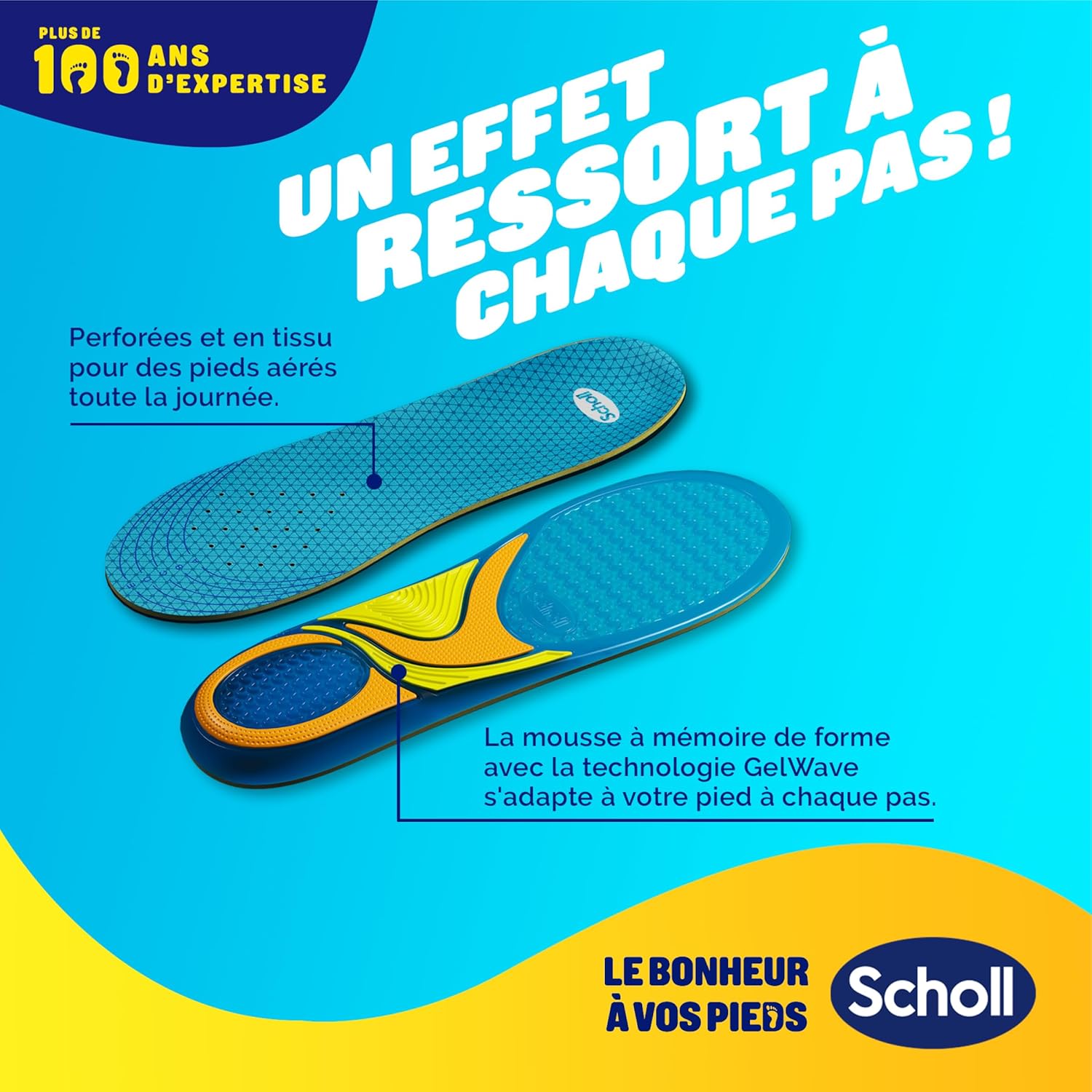 Detalle de Dr. Scholl's Semelles GelActiv Décontracté pour hommes – GelWave et mousse mémoire, taille 40–46,5