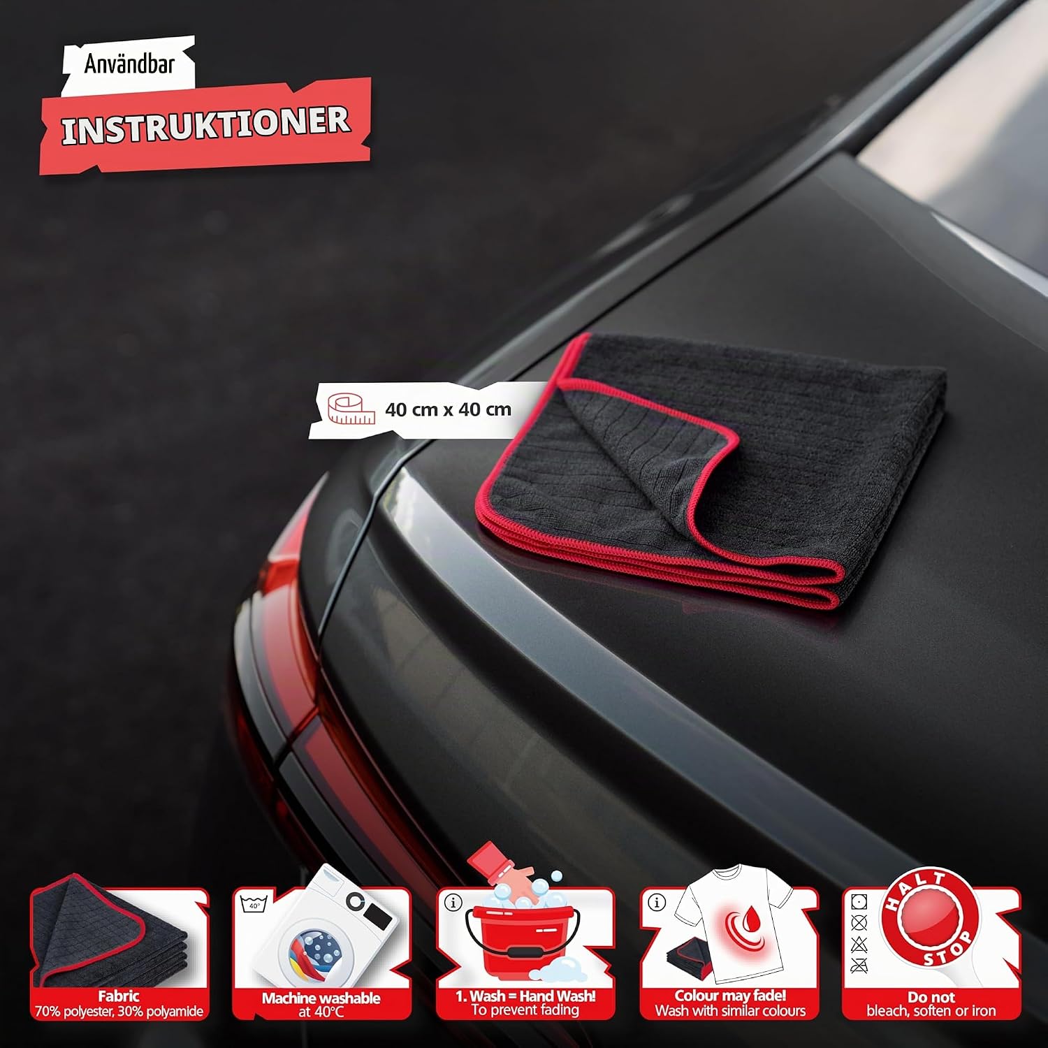 Thumbnail 6 de SPRINGER ZX1300 mikrofiberdukar, 4-pack, 40 x 40 cm, 380 GSM