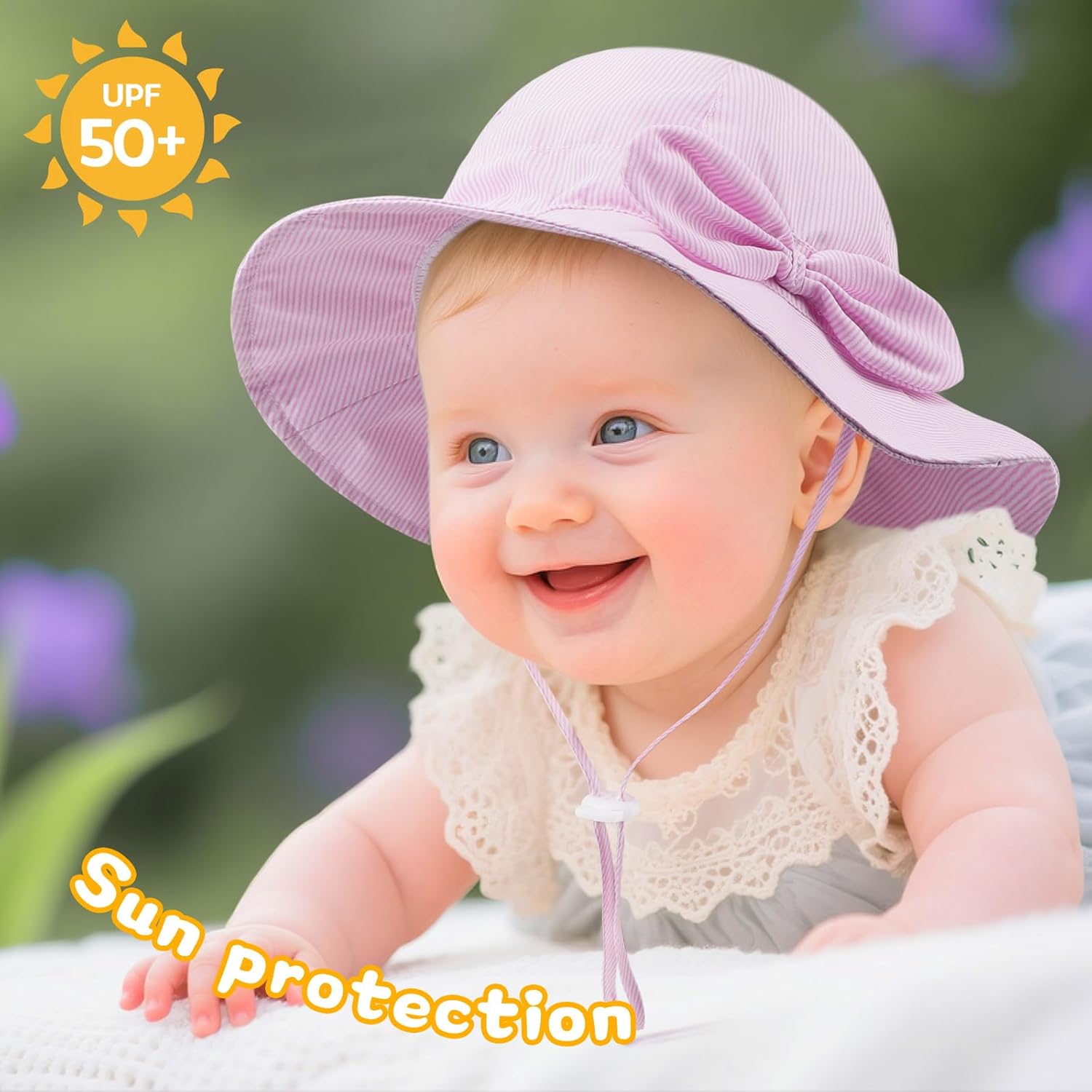 Thumbnail 1 de DRESHOW Baby Sun Hat Toddler Sun Protection Hat with Chin Strap UPF 50+