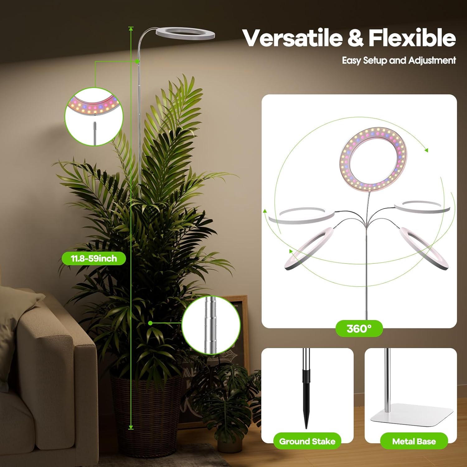 Thumbnail 1 de YUYMIKA 72 LED Vollspektrum Pflanzenlampe – vielseitige Wachstumshelfer mit 360°-Flexibilität