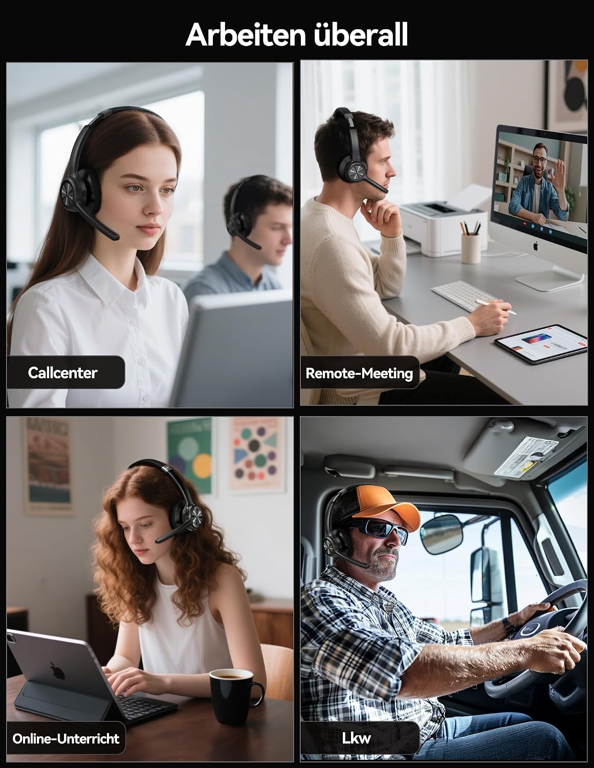 Thumbnail 6 de TECKNET Bluetooth Headset mit Mikrofon – Kabellos, BT6.0, ENC-Rauschunterdrückung, Ein Ohr ideal für Büro, Homeoffice und Callcenter