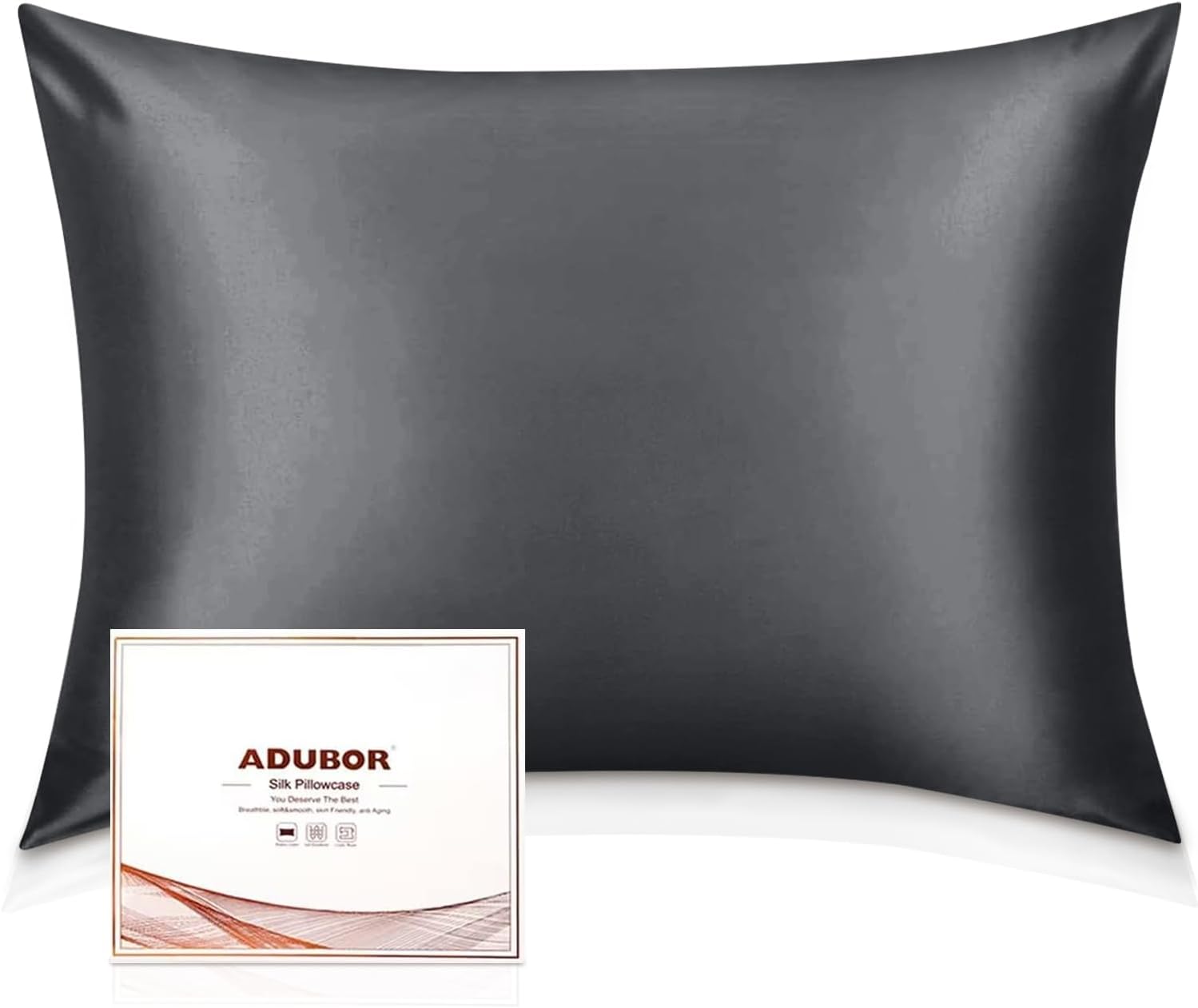 Detalle de Adubor Seidenkissenbezug 40x80cm – zwei Seiten, versteckter Reißverschluss, 23 Momme Seide