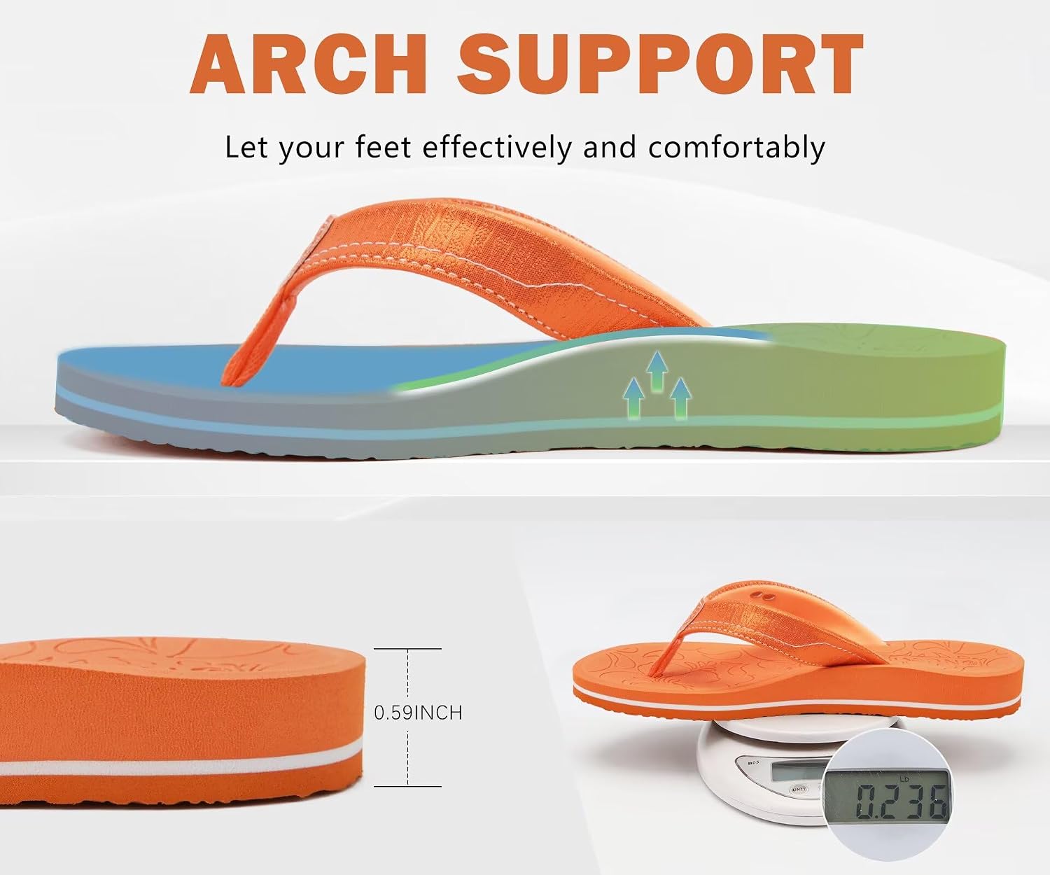 Thumbnail 4 de ONCAI Women's Flip Flops: Comfortable Summer Beach Sandals with Arch Support