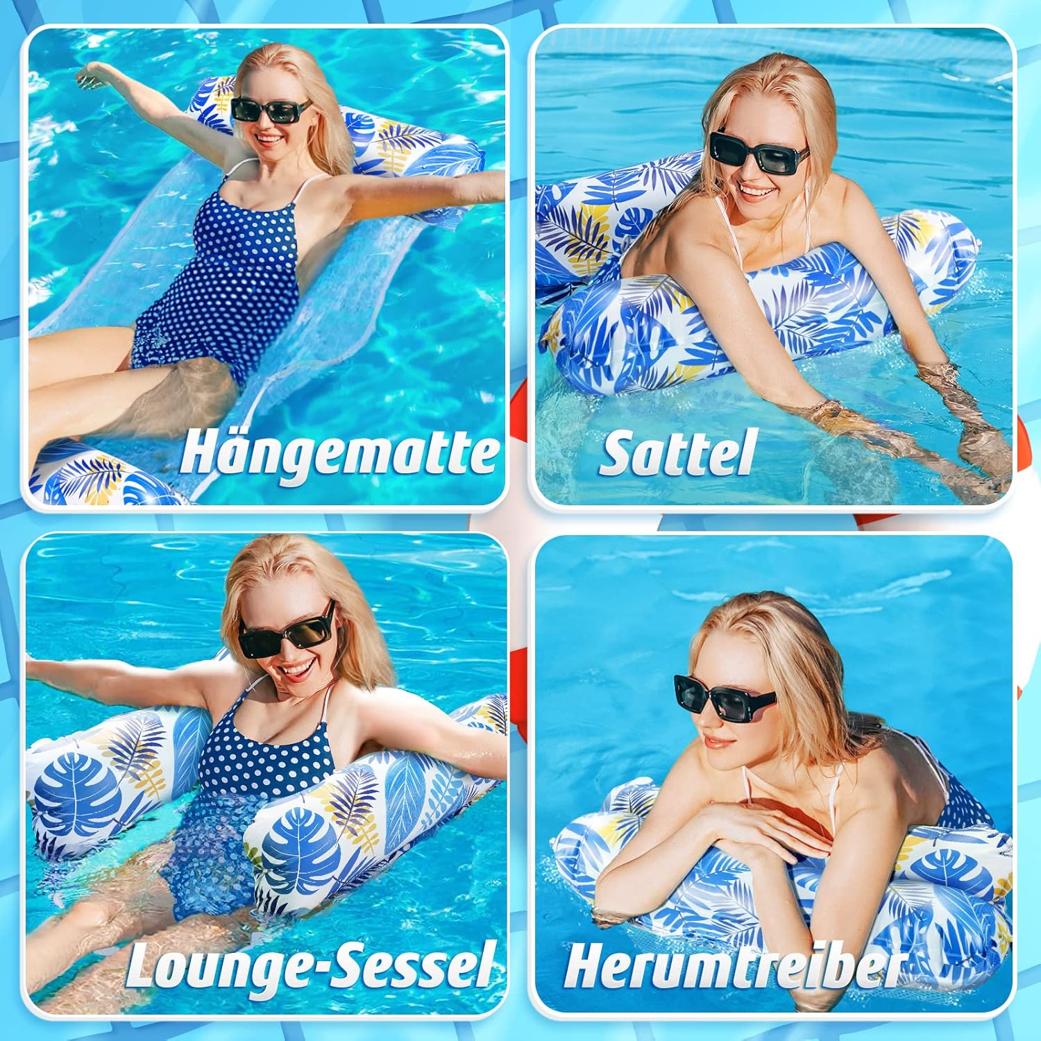 Detalle de Amteker Luftmatratze Pool XL – 4-in-1 Wasserhängematte für Erwachsene