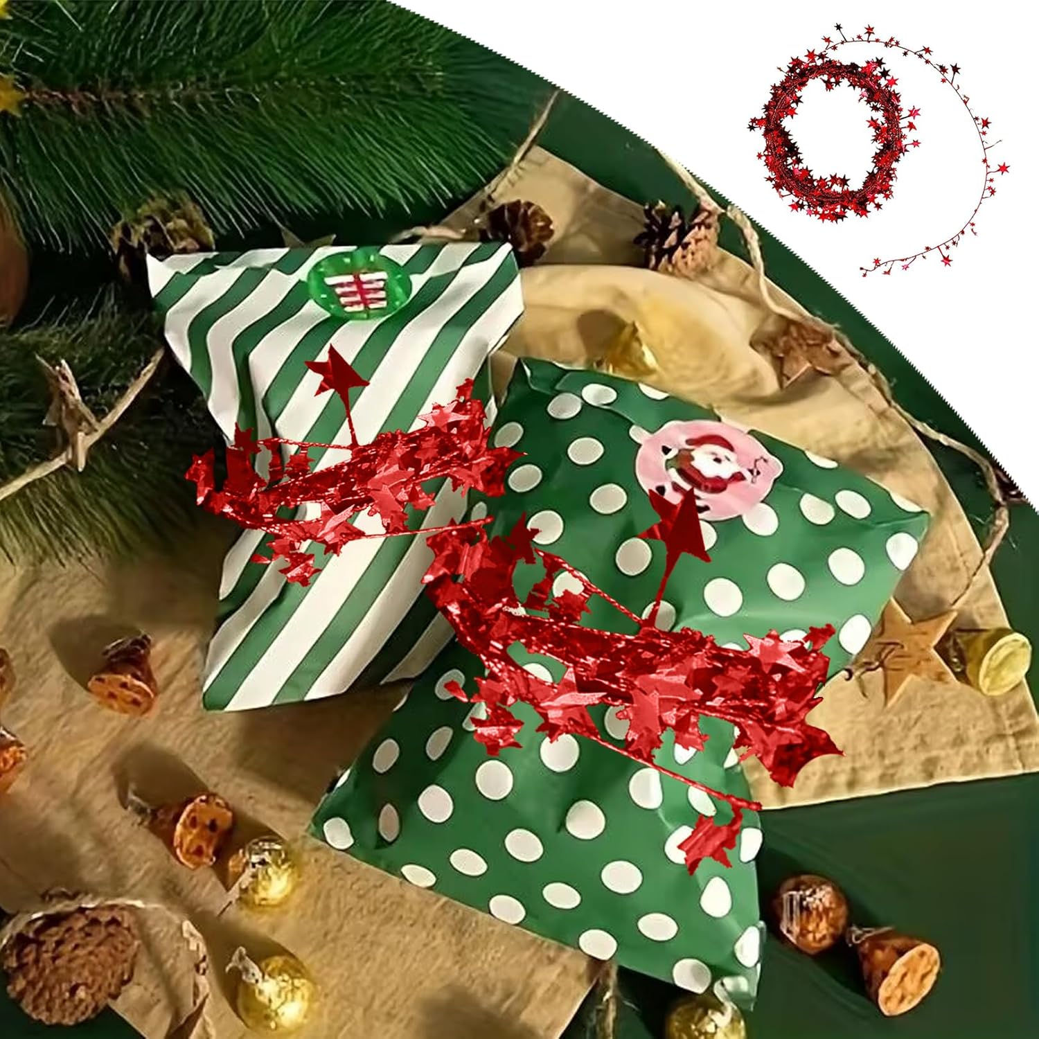 Thumbnail 5 de Lametta Girlande Silber Sterne von WANTUSHUI – 7,5 m Glitzer-Weihnachtsdeko