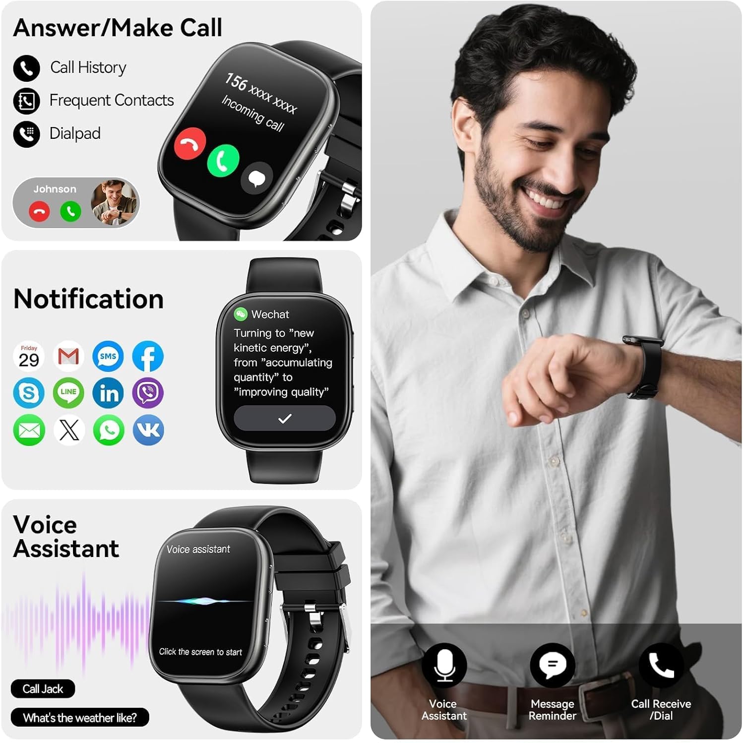 Thumbnail 3 de Mingtawn 1.83" HD Smart Watch with Bluetooth Calling, Heart Rate & SpO2 Monitoring (IP67)