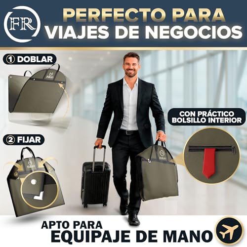 Detalle de FiRiO Premium Kleidersack 100x60cm verde: funda para ropa robusta y transpire-ble para viaje y almacenamiento