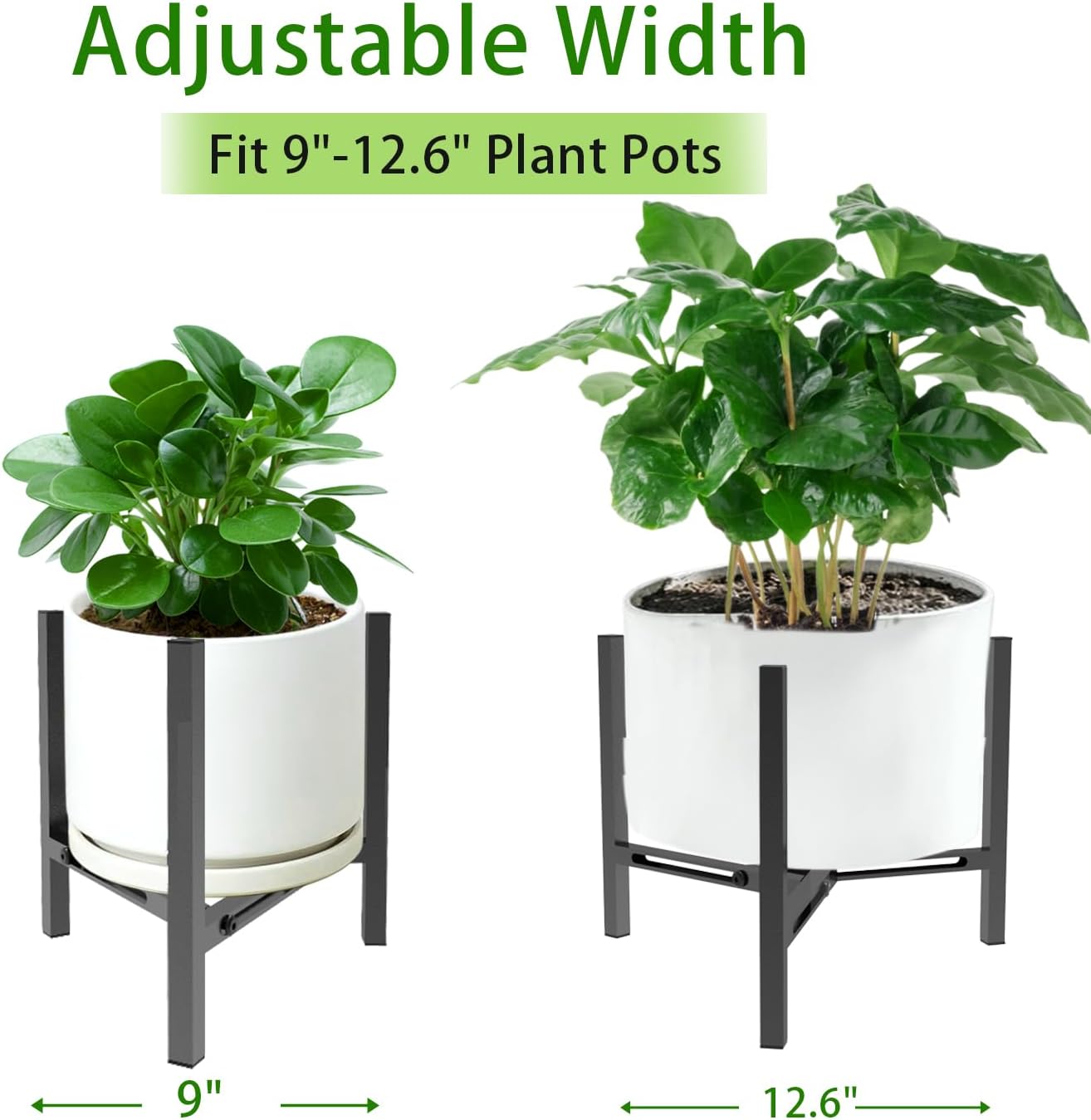 Detalle de Airpark Adjustable Iron Plant Stand, Fits 7–12 Inch Pots, Black