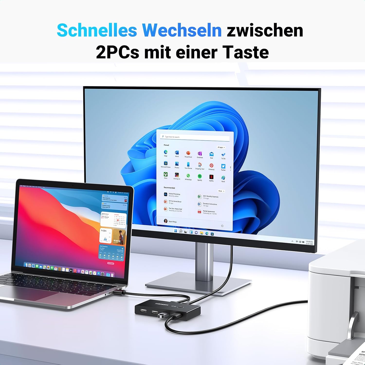 Thumbnail 2 de UGREEN USB Switch 4 Ports für 2 PC