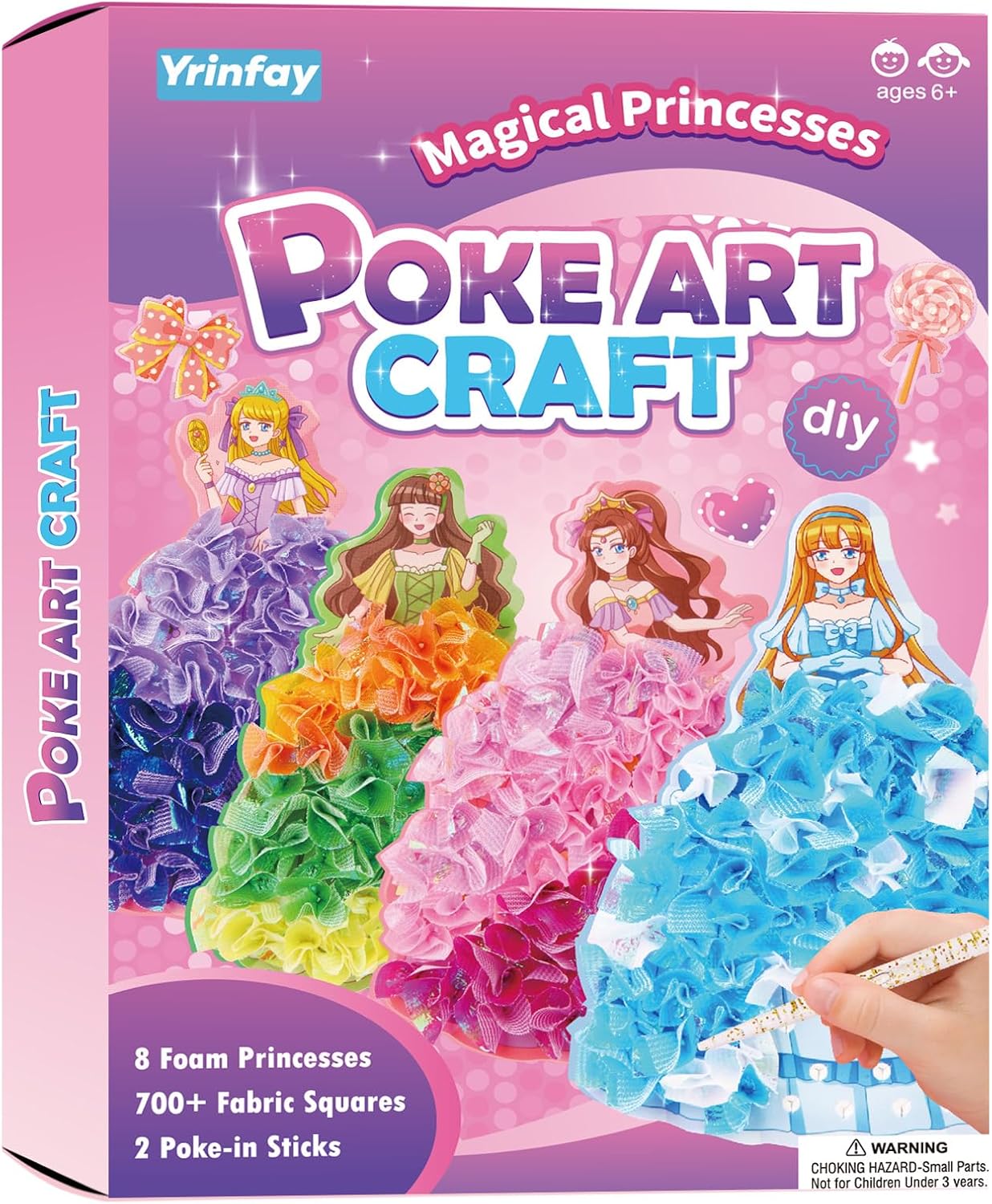 Detalle de Yrinfay Poke Art Bastelset für Kinder – DIY mit Prinzessinnen (8 Figuren & 6 Accessoires)