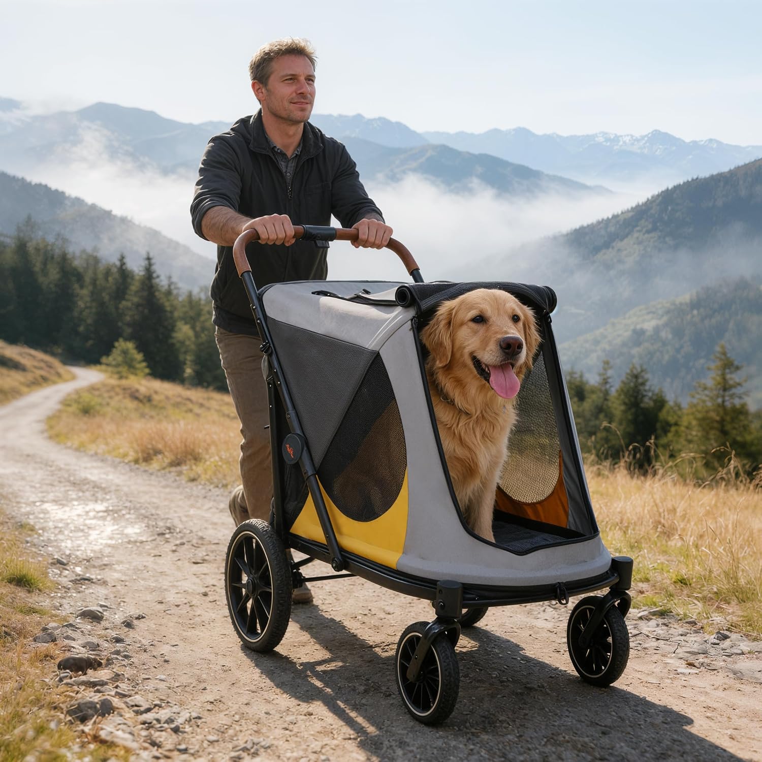 Thumbnail 1 de BingoPaw Large Dog Stroller (Up to 42kg): Portable Outdoor Foldable Pram with One-Click Fold, Dual Entry and Storage