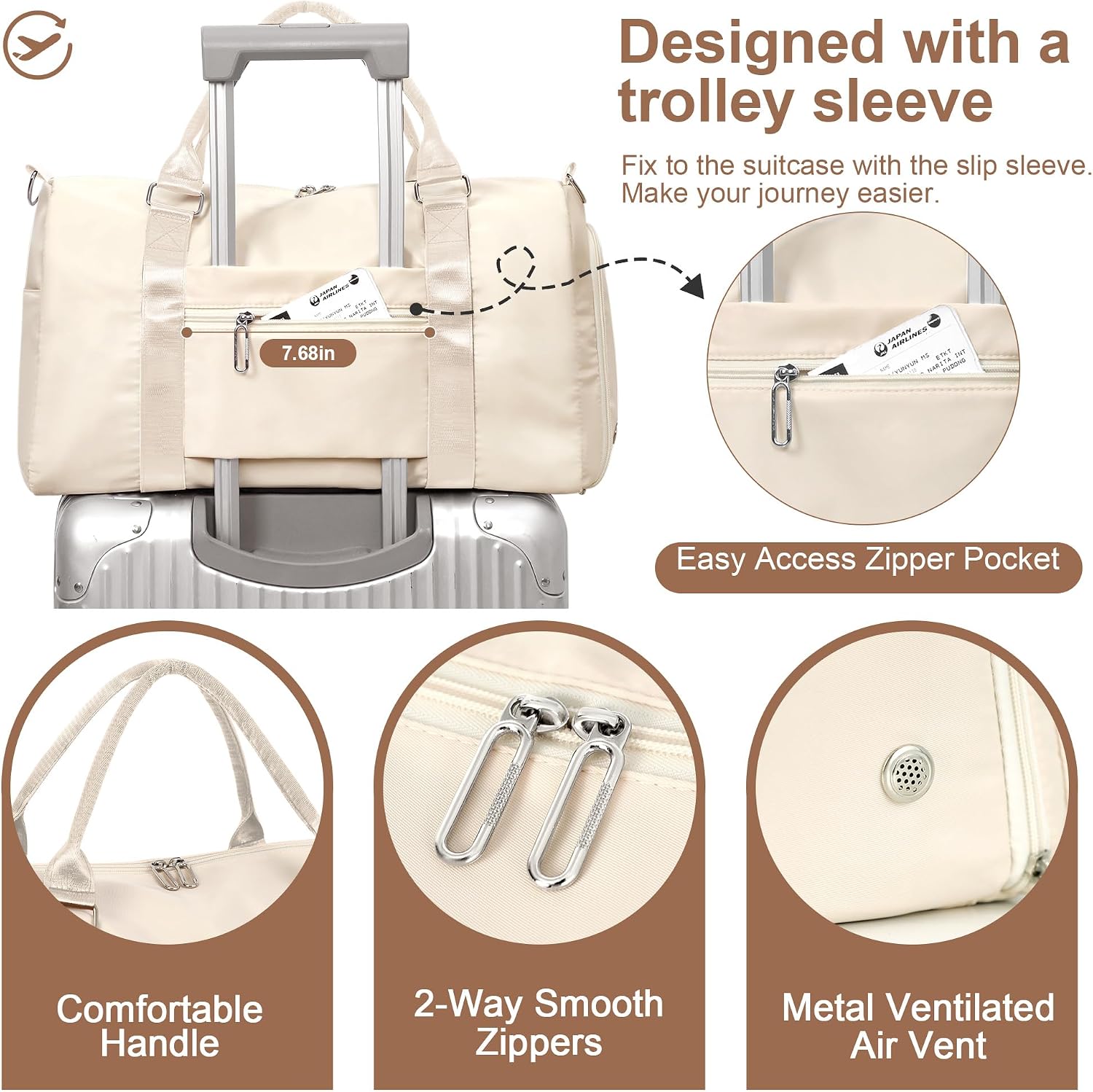 Detalle 2 de FIORETTO Womens Gym Sports Bag with Shoe Compartment
