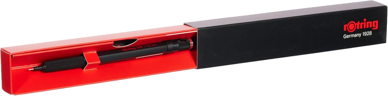 Detalle de ロットリング 500 メカニカルペンシル 0.5mm ブラック、滑り止めメタルグリップと軽量樹脂ボディ