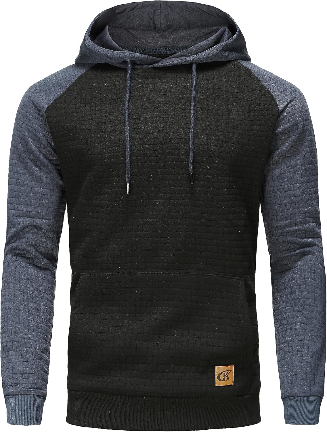 Thumbnail 6 de YuKaiChen Men's Patchwork Plaid Jacquard Hoodie with Pockets