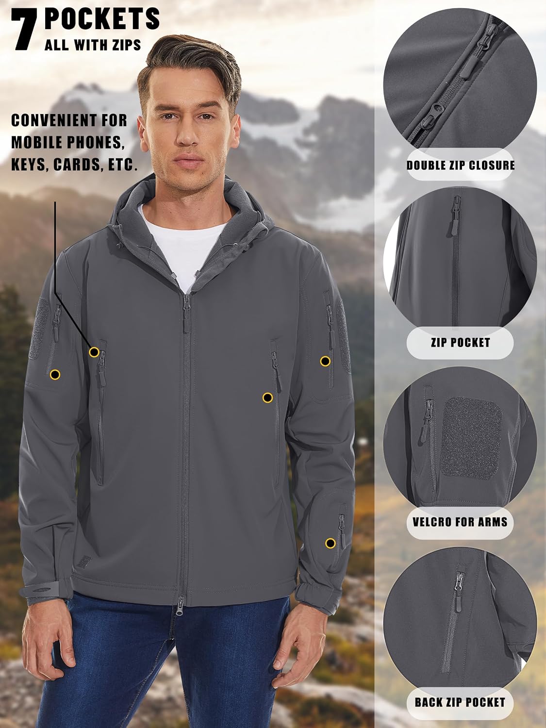 Thumbnail 6 de KEFITEVD Men's Tactical Waterproof Jacket